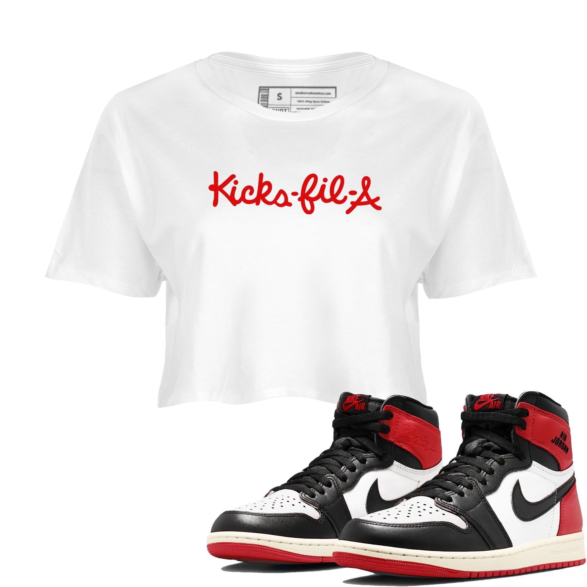 Kick Fil A snkmatch Women's Top - Air Jordan 1 Black Toe Reimagined