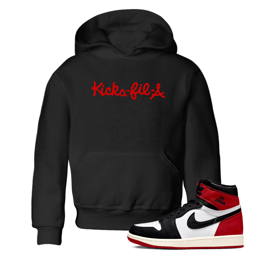 Kick Fil A snkmatch Tees Kids - Air Jordan 1 Black Toe Reimagined