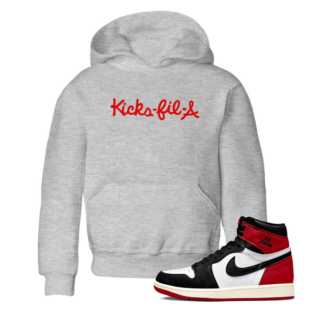 Kick Fil A snkmatch Tees Kids - Air Jordan 1 Black Toe Reimagined