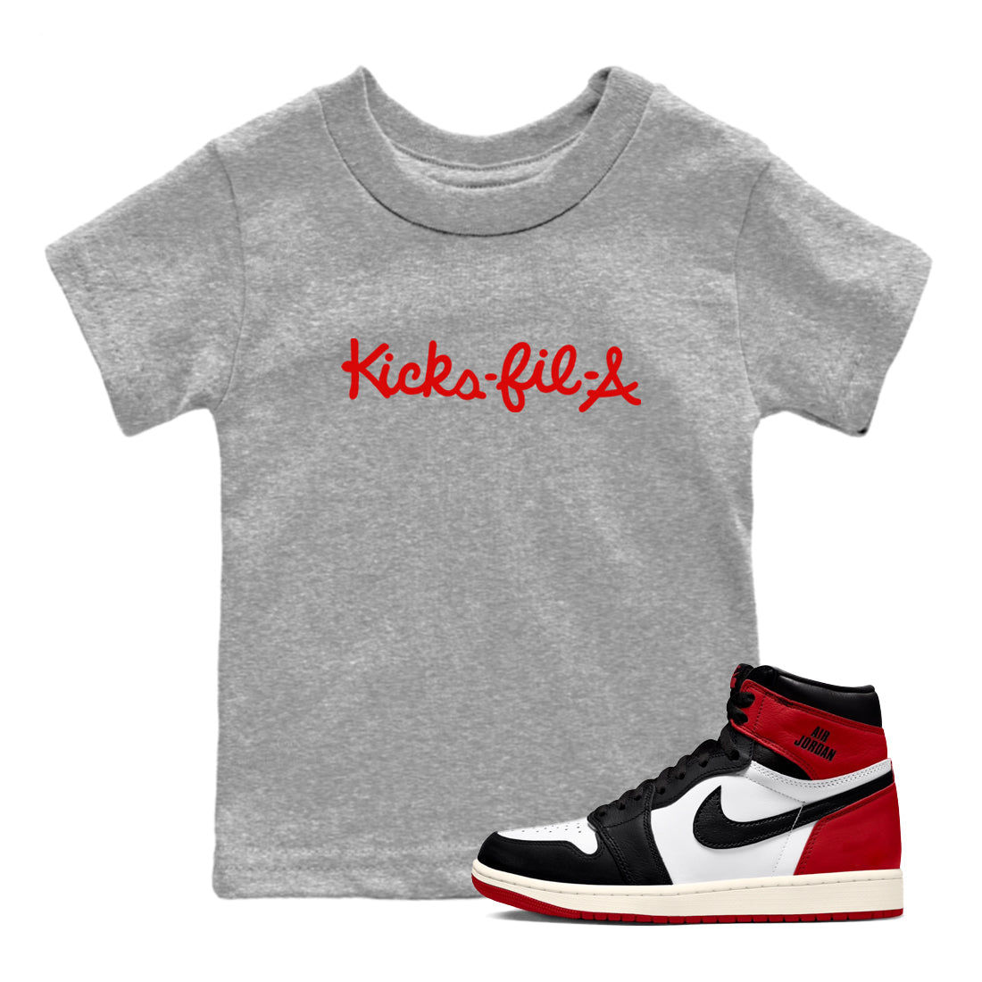 Kick Fil A snkmatch Tees Kids - Air Jordan 1 Black Toe Reimagined