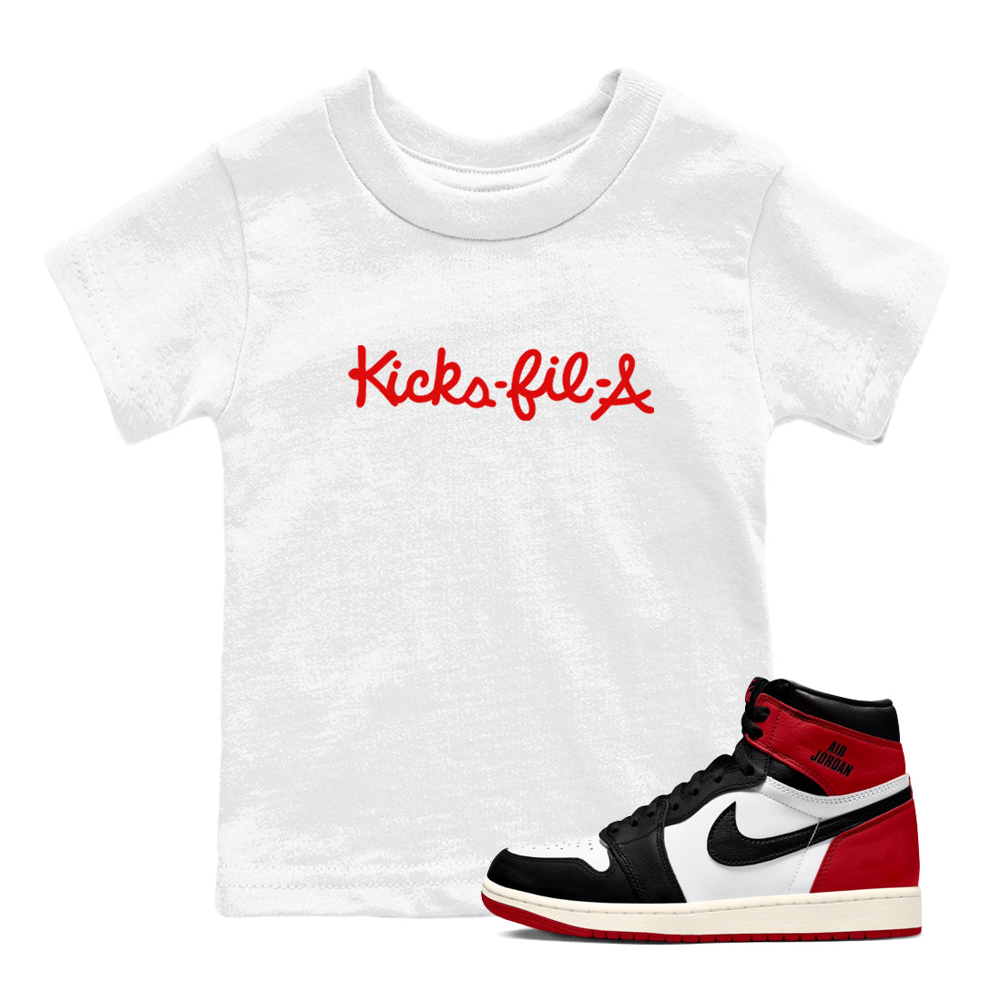 Kick Fil A snkmatch Tees Kids - Air Jordan 1 Black Toe Reimagined