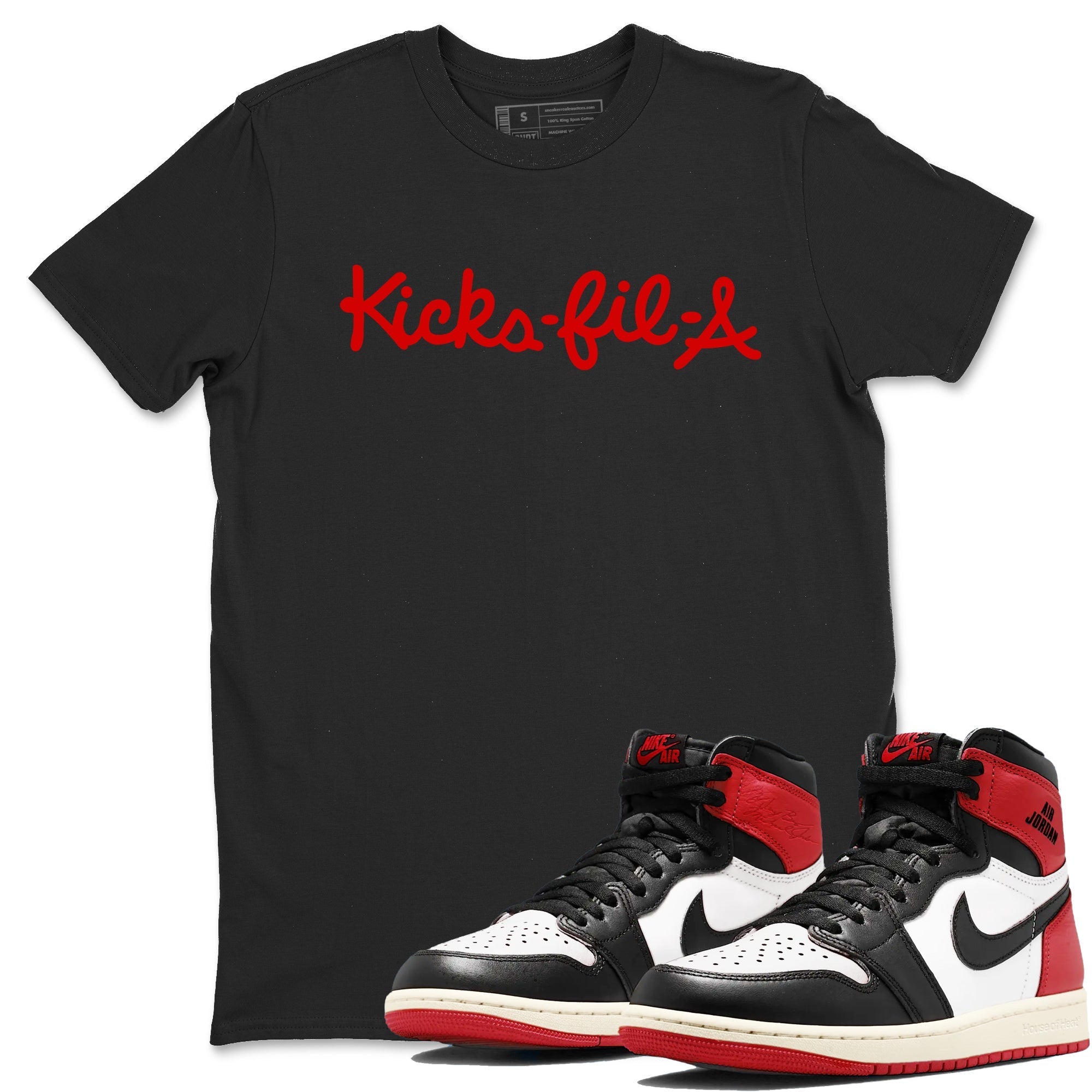 Kick Fil A snkmatch Tees - Air Jordan 1 Black Toe Reimagined