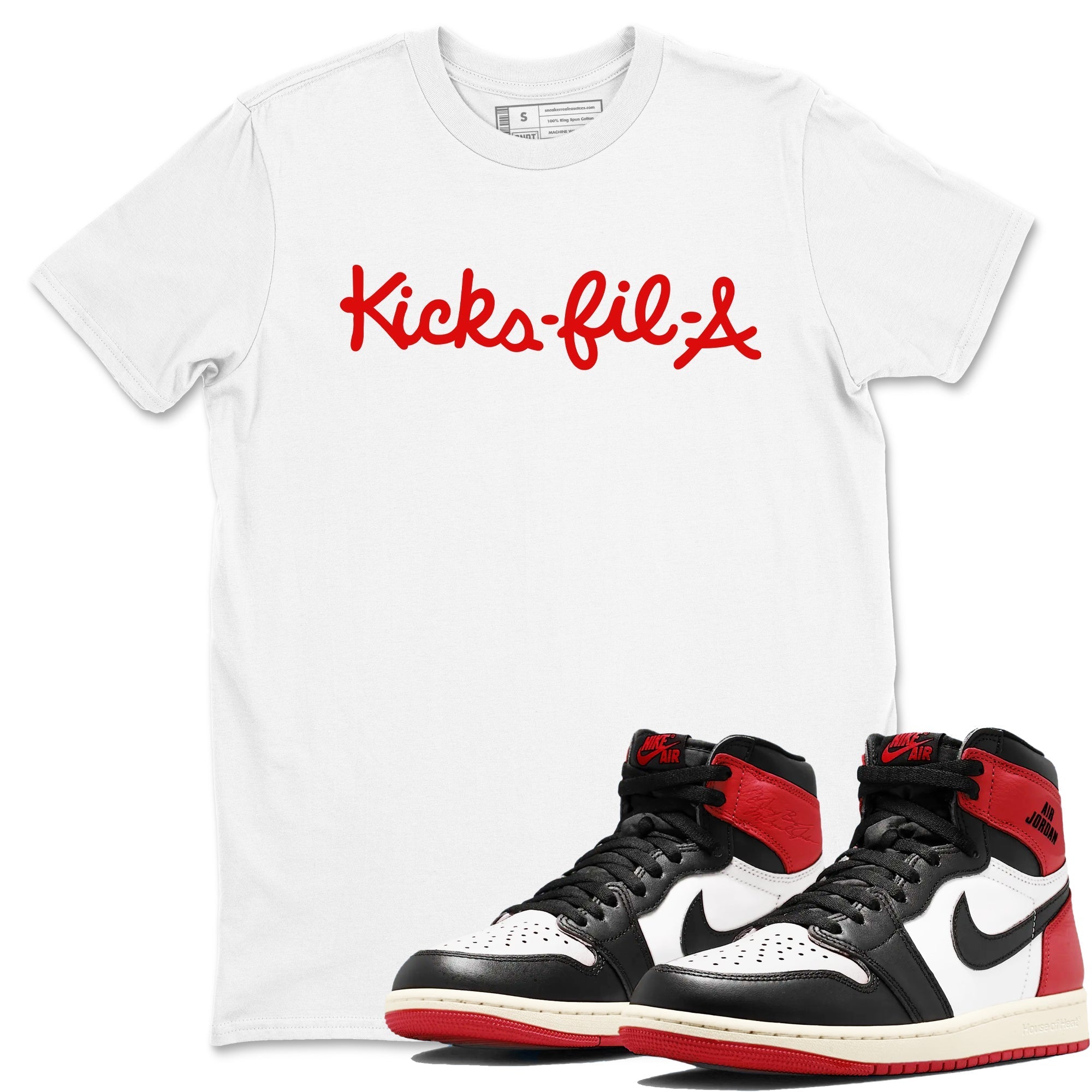 Kick Fil A snkmatch Tees - Air Jordan 1 Black Toe Reimagined