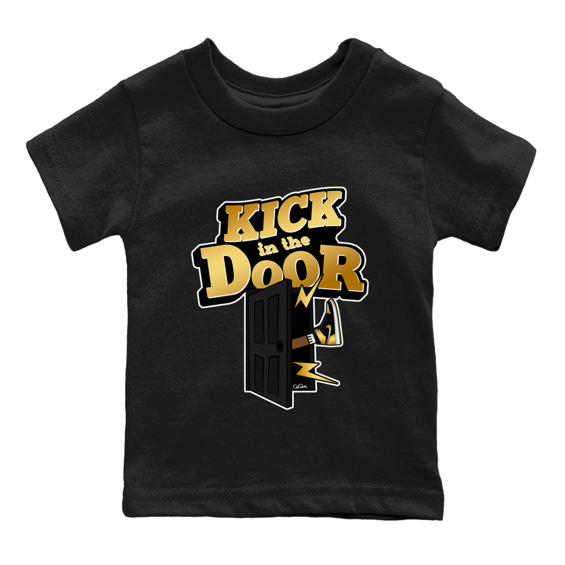 Kick In The Door snkmatch Tees Kids - Air Jordan 1 Black Metallic Gold