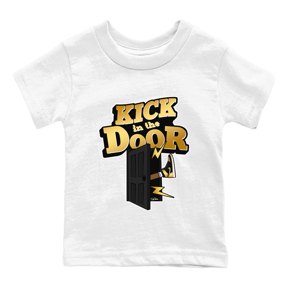 Kick In The Door snkmatch Tees Kids - Air Jordan 1 Black Metallic Gold