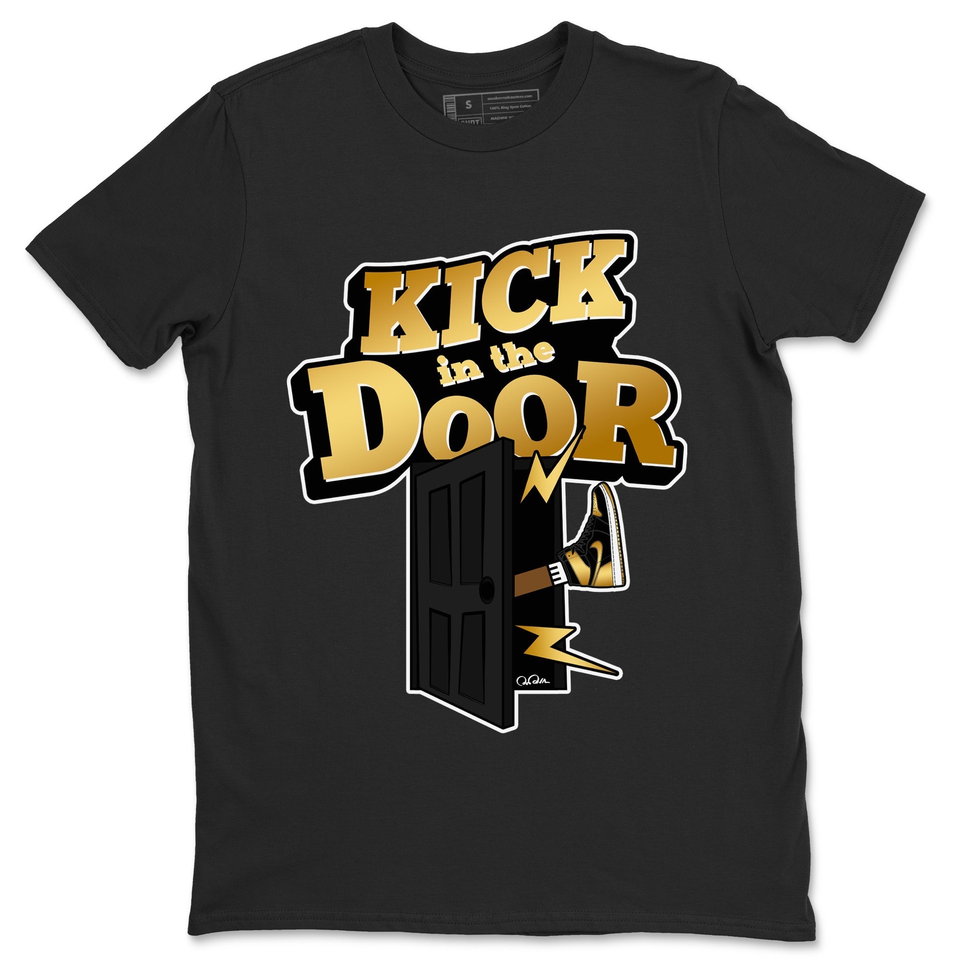 Kick In The Door snkmatch Tees - Air Jordan 1 Black Metallic Gold