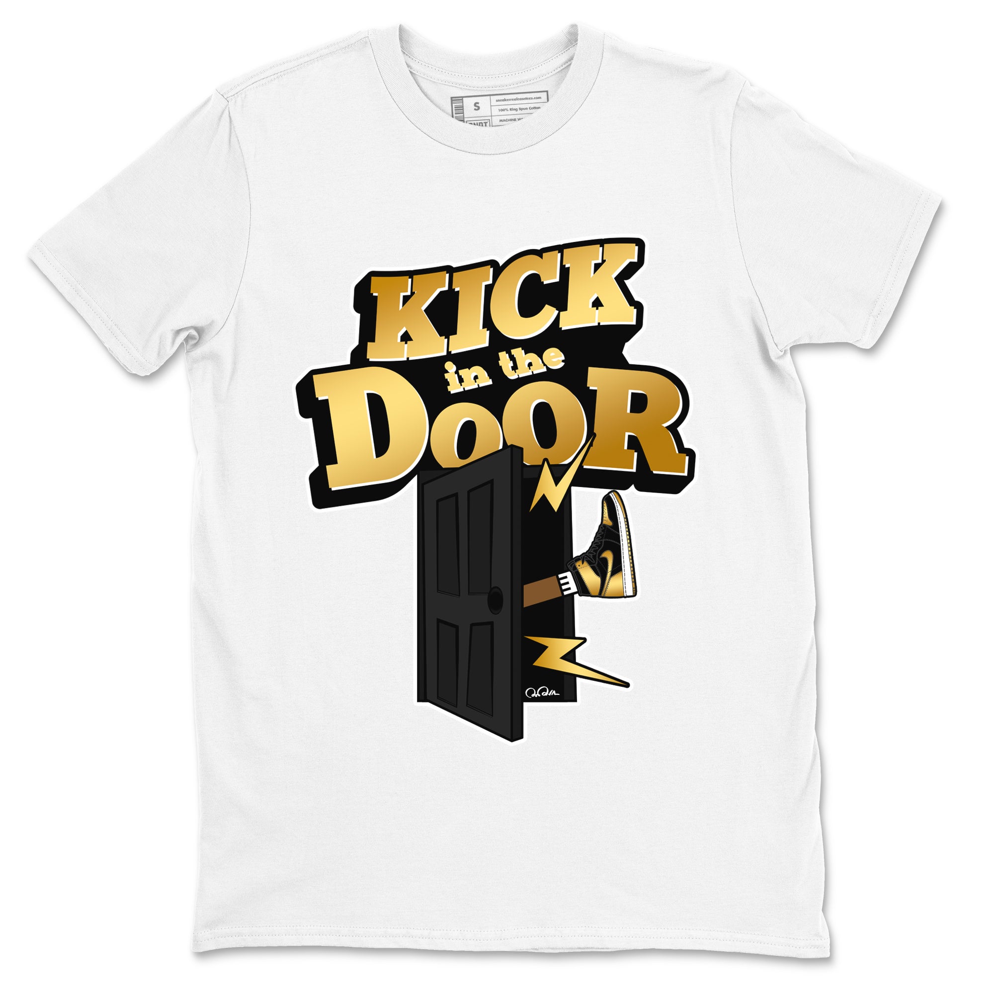 Kick In The Door snkmatch Tees - Air Jordan 1 Black Metallic Gold
