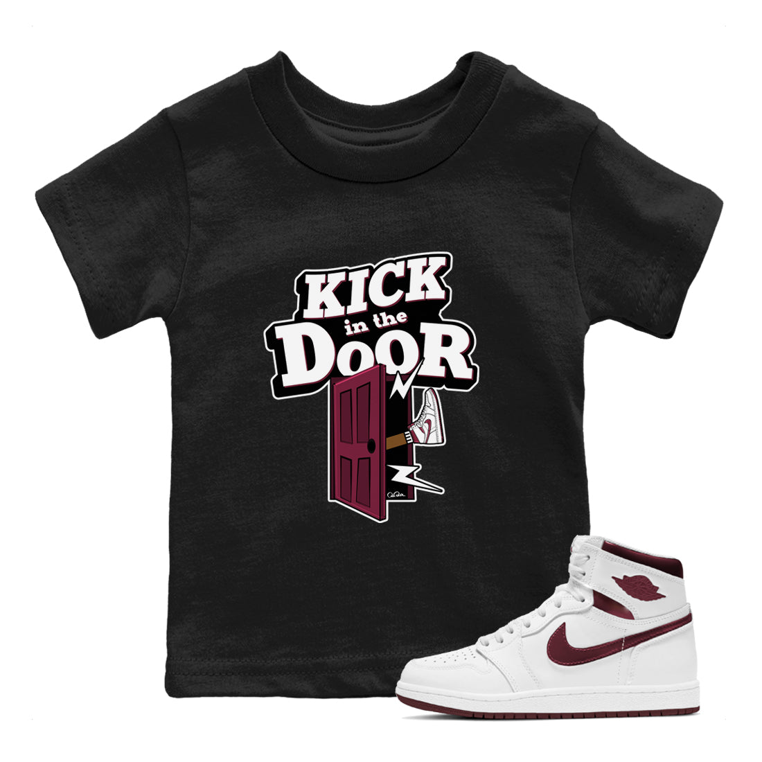 Kick In The Door snkmatch Tee Kids - Air Jordan 1 Metallic Burgundy