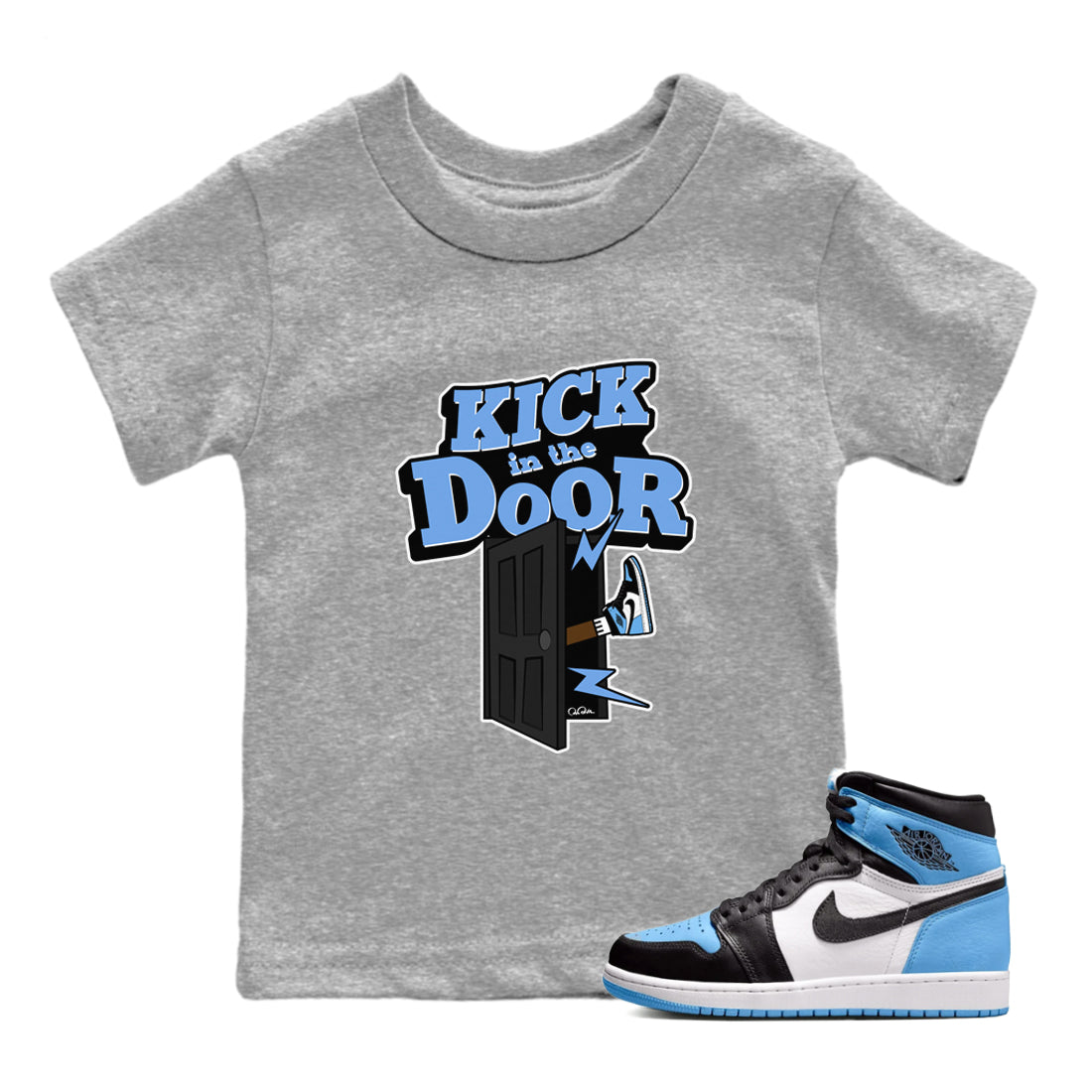 Kick In The Door Kids Tops - Air Jordan 1 UNC Toe