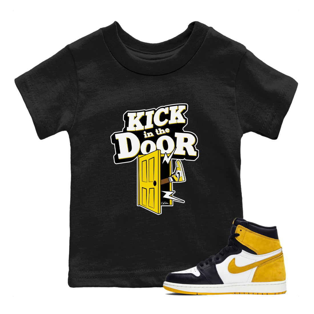 Kick In The Door snkmatch Tees Kids - Air Jordan 1 Yellow Ochre