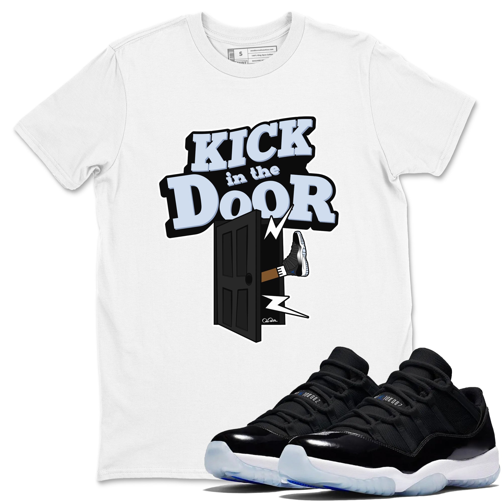 Kick In The Door snkmatch Tee - Air Jordan 11 Black and Varsity Royal