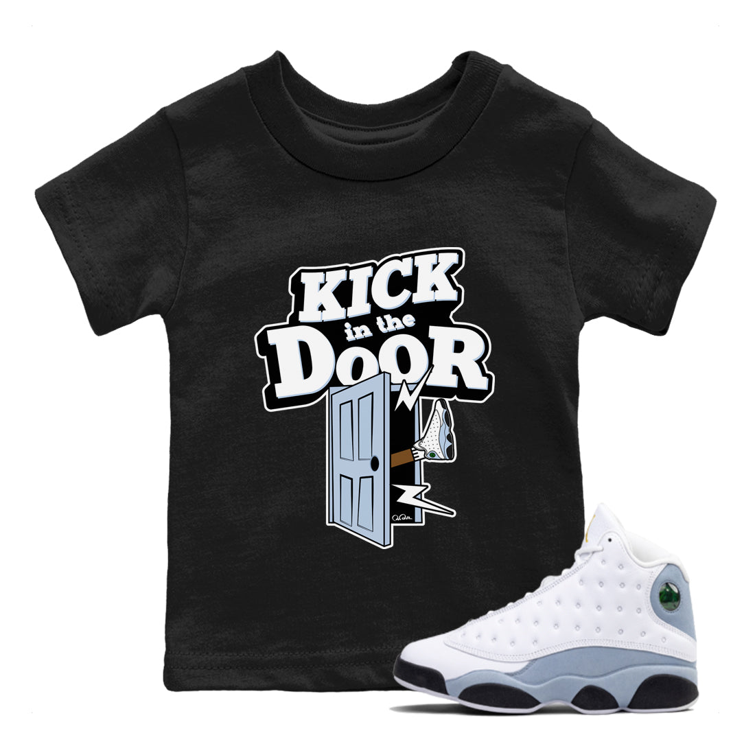 Kick In The Door snkmatch Tees Kids - Air Jordan 13 Blue Grey