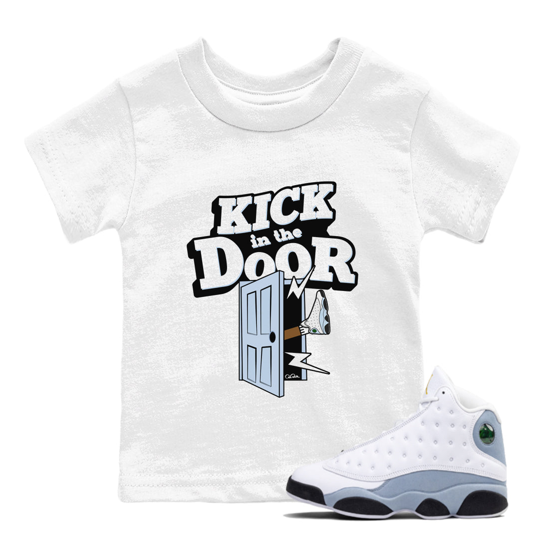 Kick In The Door snkmatch Tees Kids - Air Jordan 13 Blue Grey