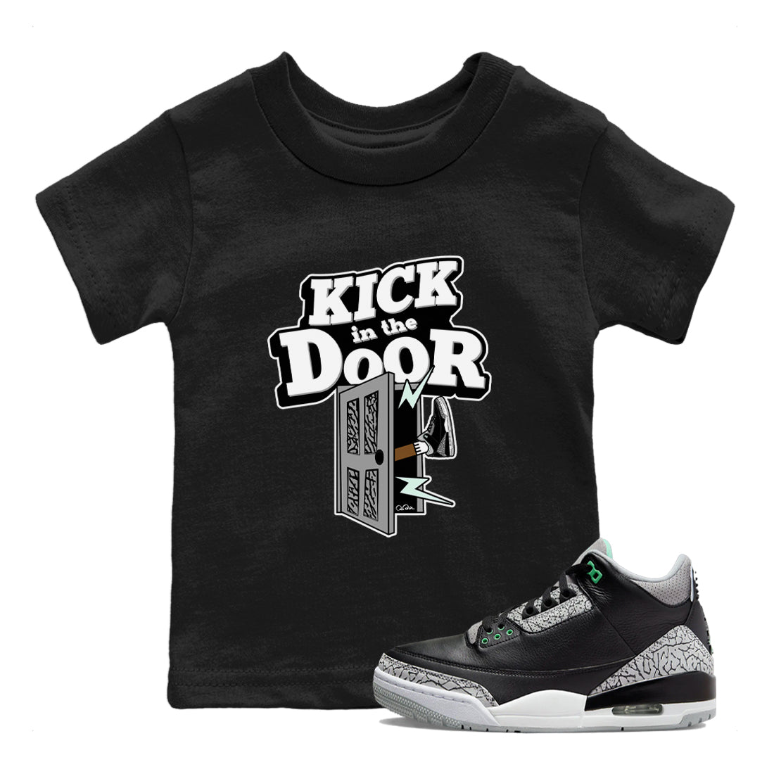 Kick In The Door snkmatch Tees Kids - Air Jordan 3 Green Glow