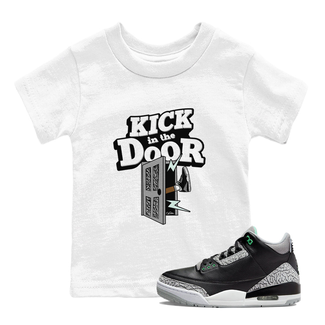 Kick In The Door snkmatch Tees Kids - Air Jordan 3 Green Glow