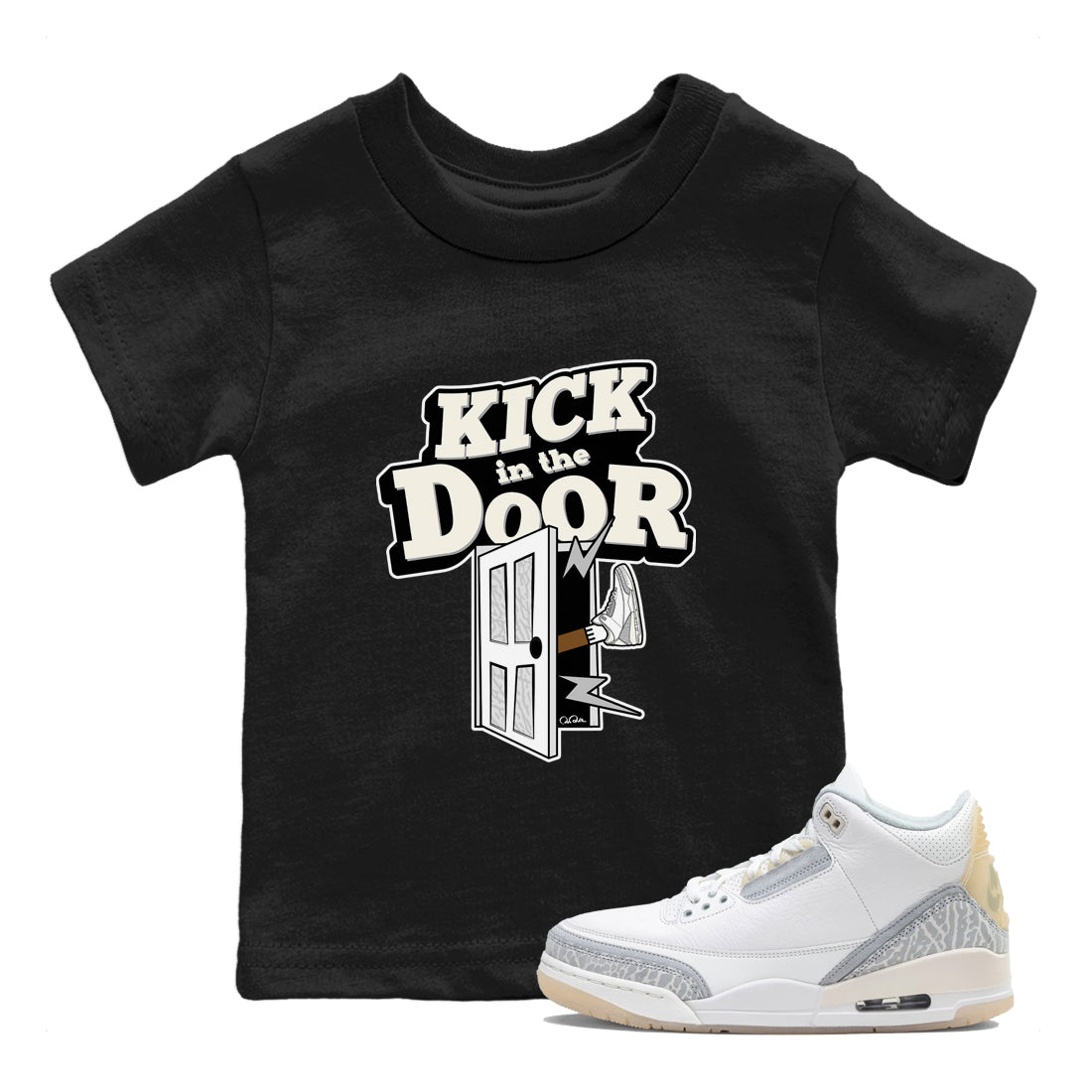 Kick In The Door snkmatch Tees Kids - Air Jordan 3 Ivory