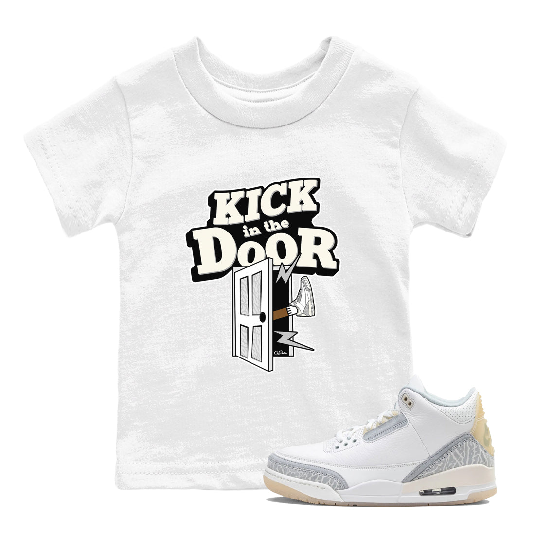 Kick In The Door snkmatch Tees Kids - Air Jordan 3 Ivory