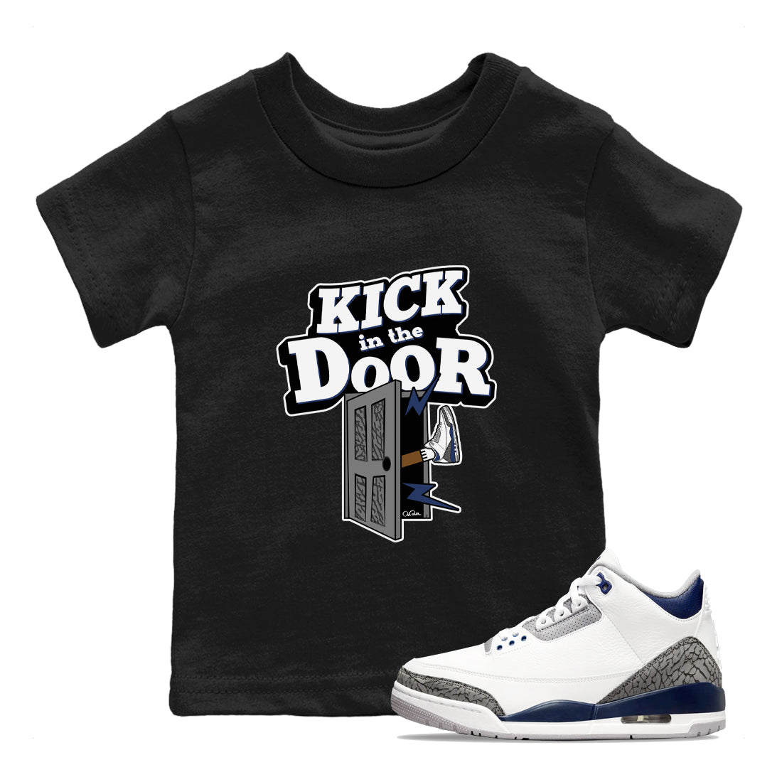 Kick In The Door snkmatch Tees Kids - Air Jordan 3 Midnight Navy 2023