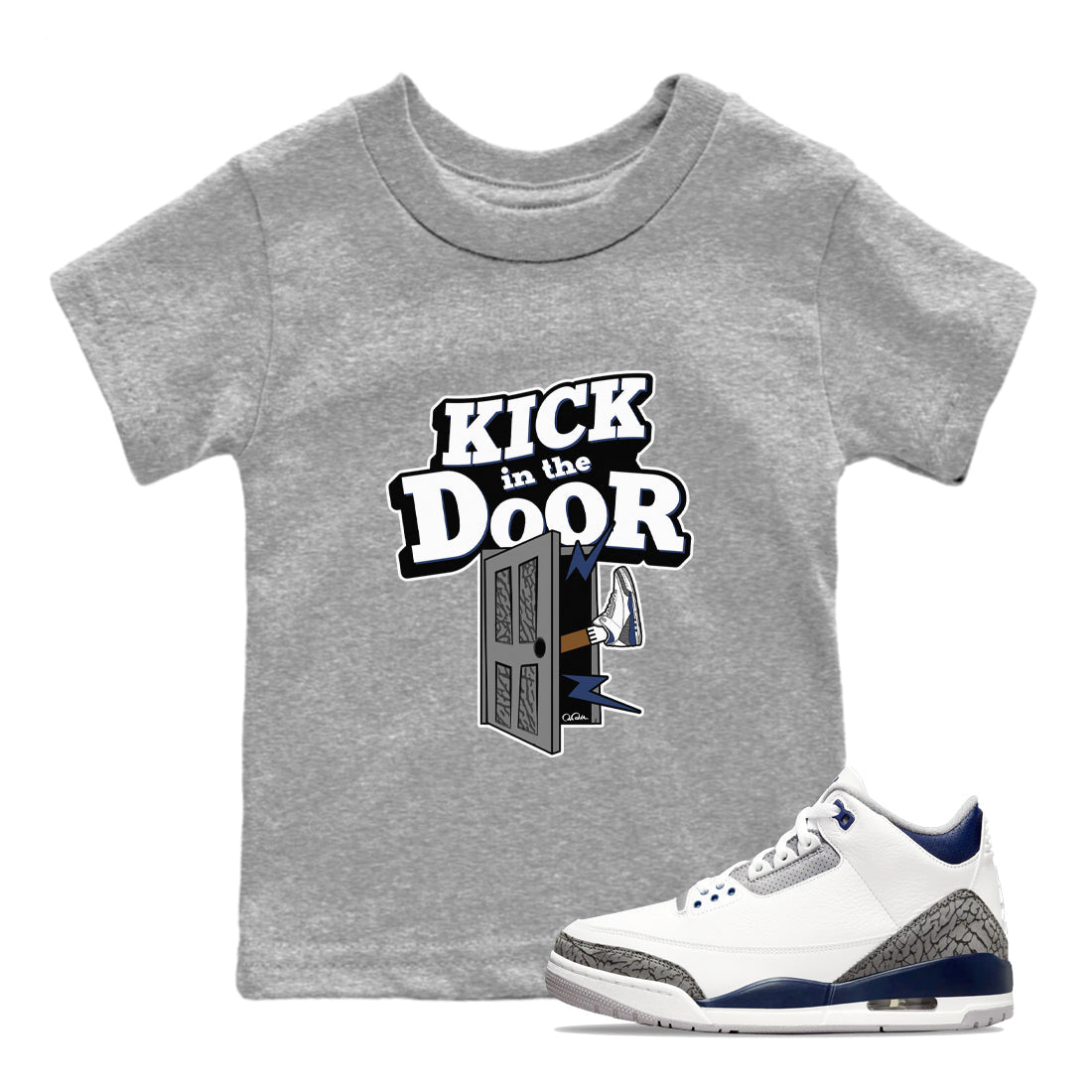 Kick In The Door snkmatch Tees Kids - Air Jordan 3 Midnight Navy 2023