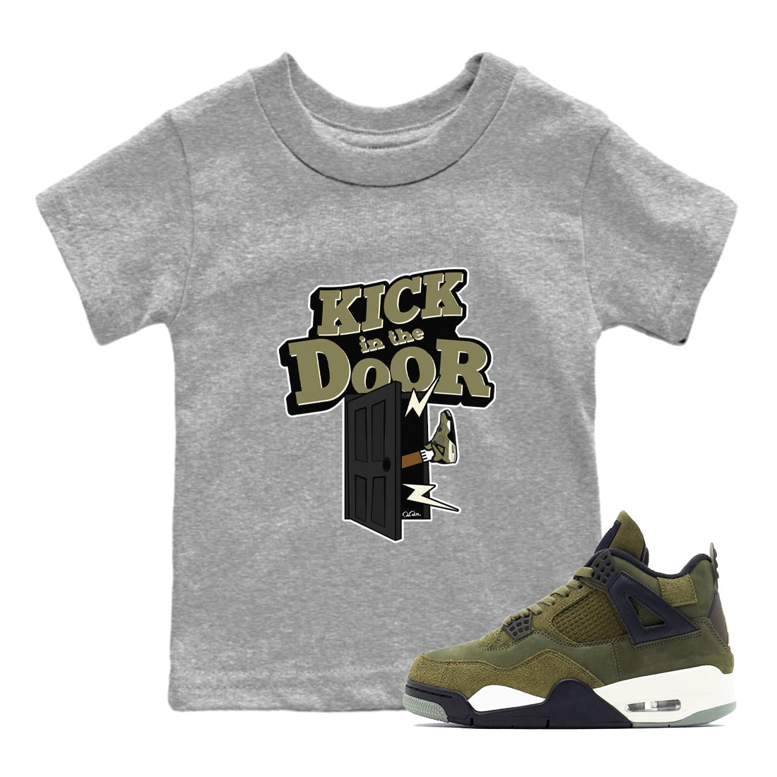 Kick In The Door snkmatch Tee Kids - Air Jordan 4 Medium Olive