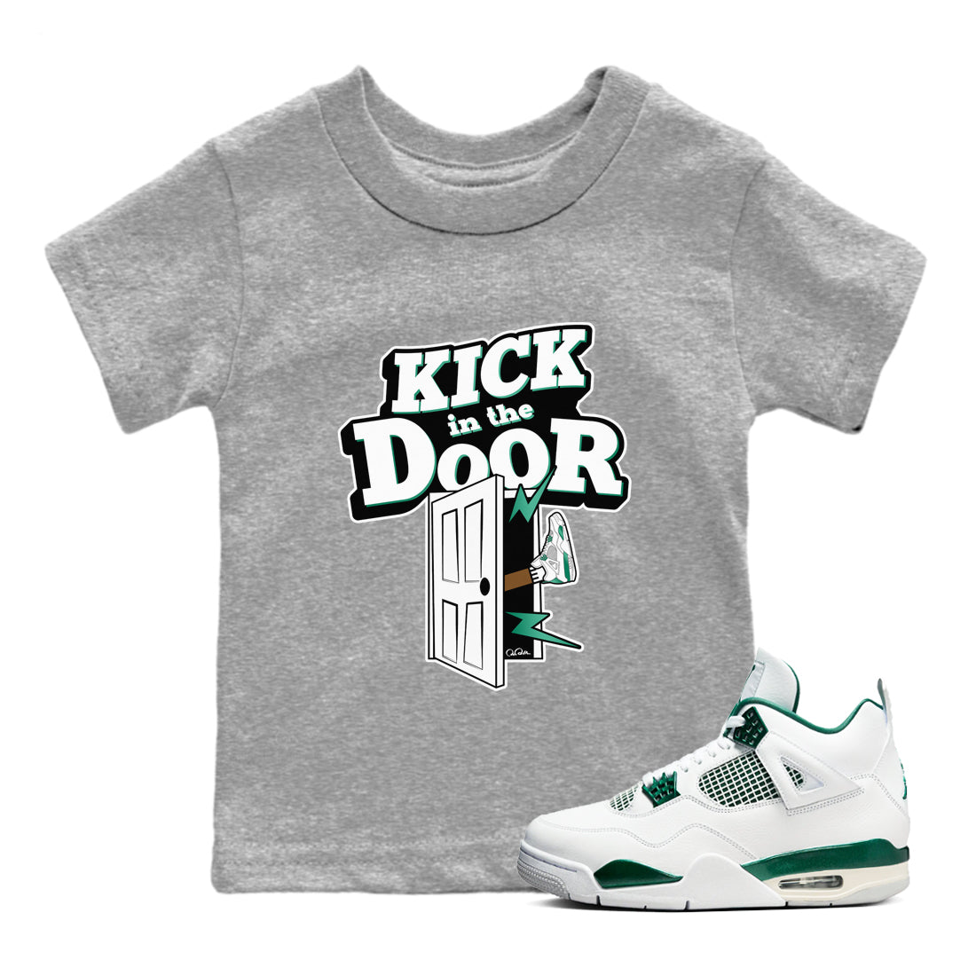 Kick In The Door snkmatch Tees Kids - Air Jordan 4 Oxidized Green