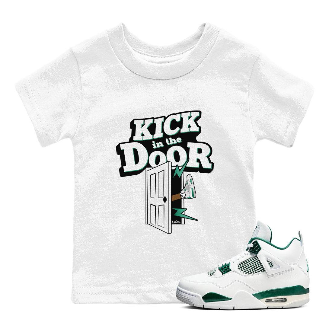 Kick In The Door snkmatch Tees Kids - Air Jordan 4 Oxidized Green