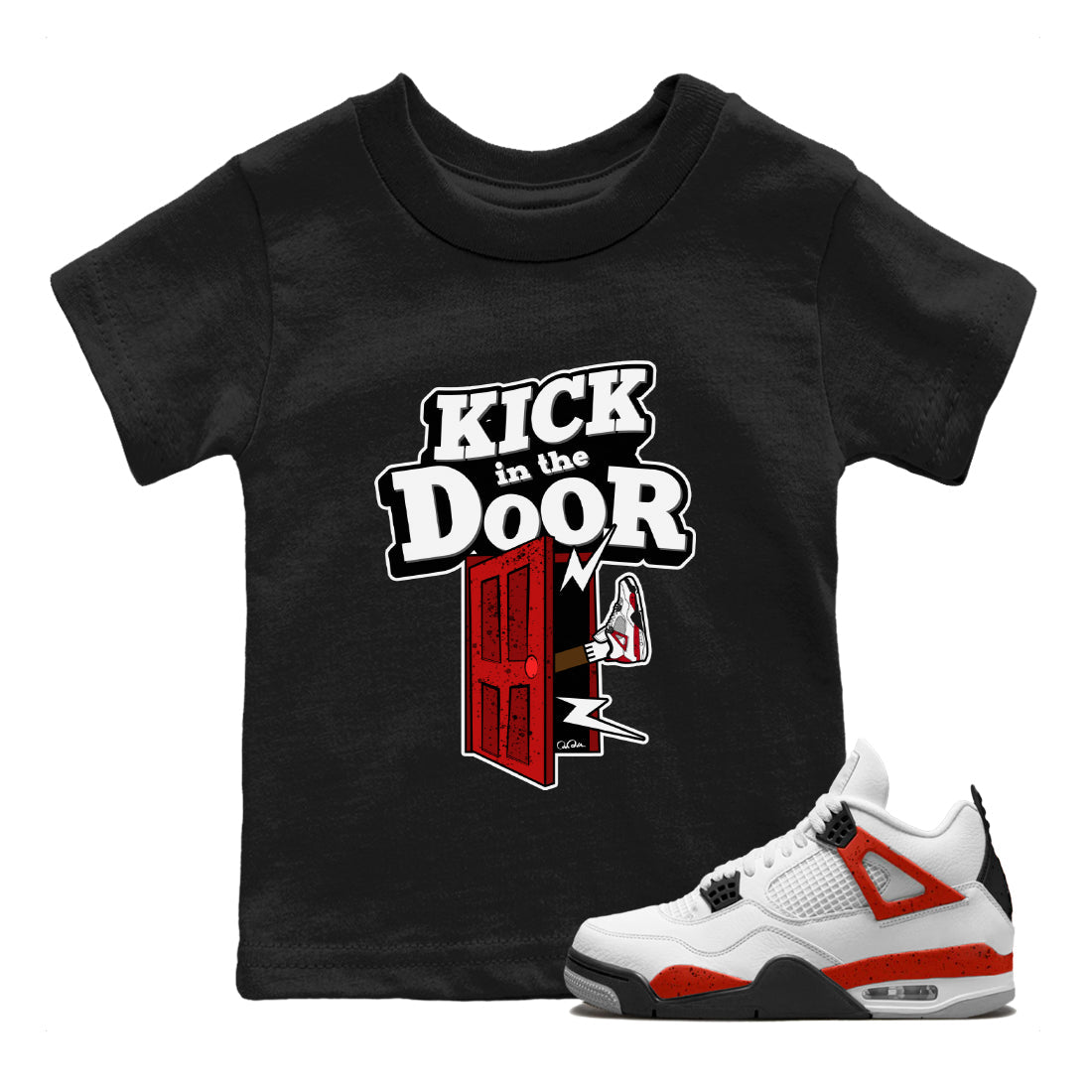Kick In The Door Kids Tops - Air Jordan 4 Red Cement