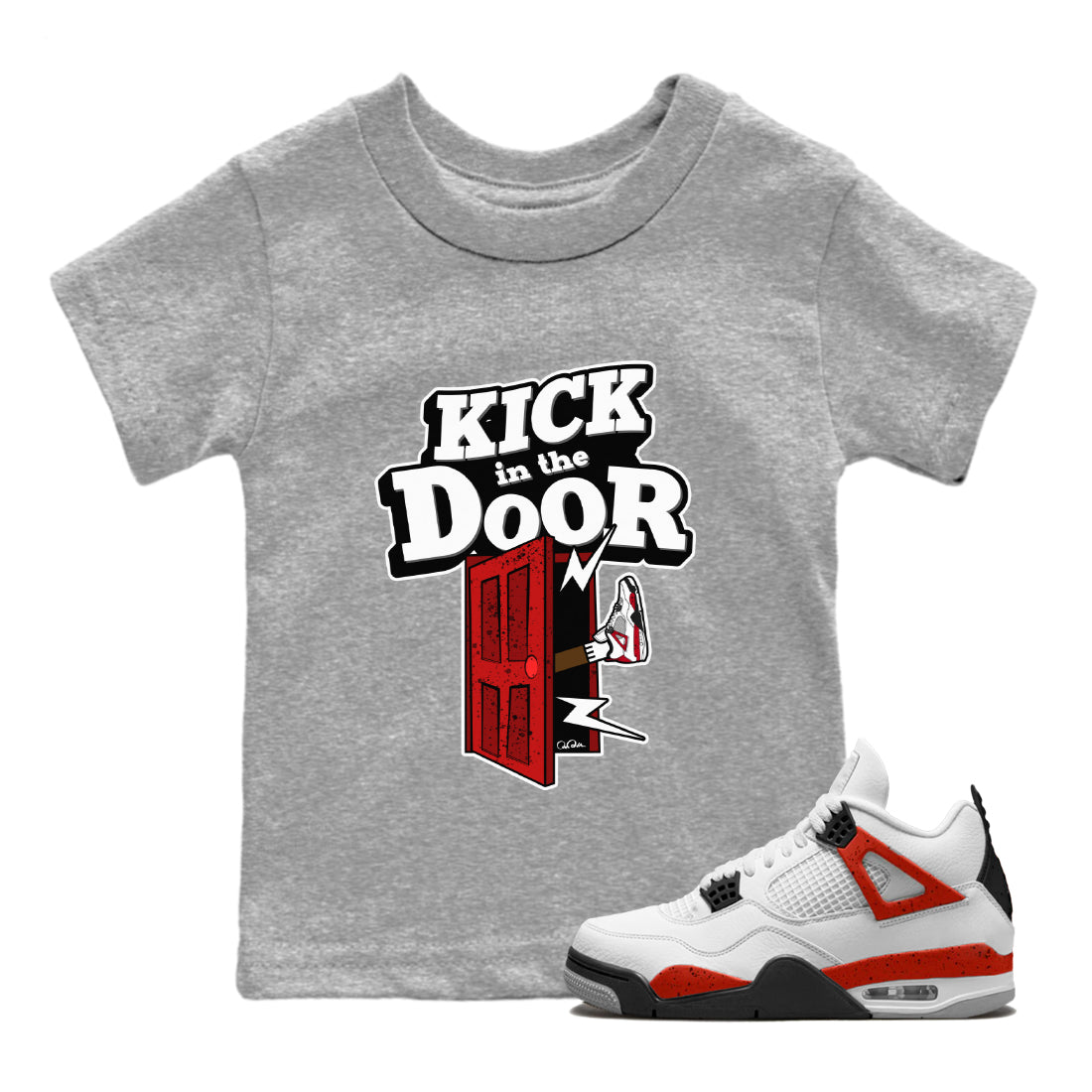 Kick In The Door Kids Tops - Air Jordan 4 Red Cement