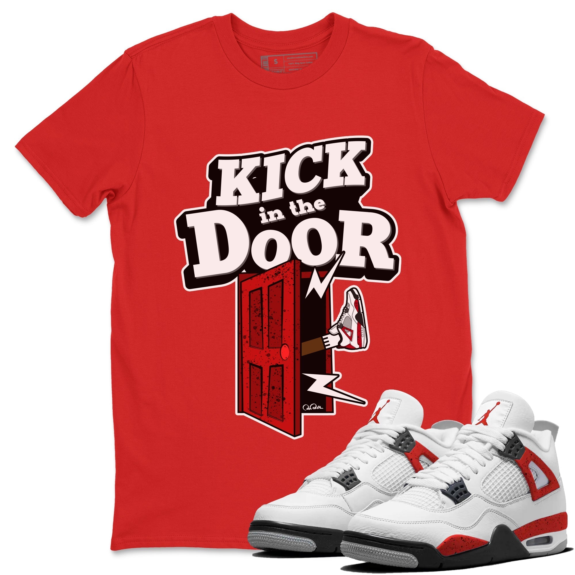 Kick In The Door Unisex Tops - Air Jordan 4 Red Cement