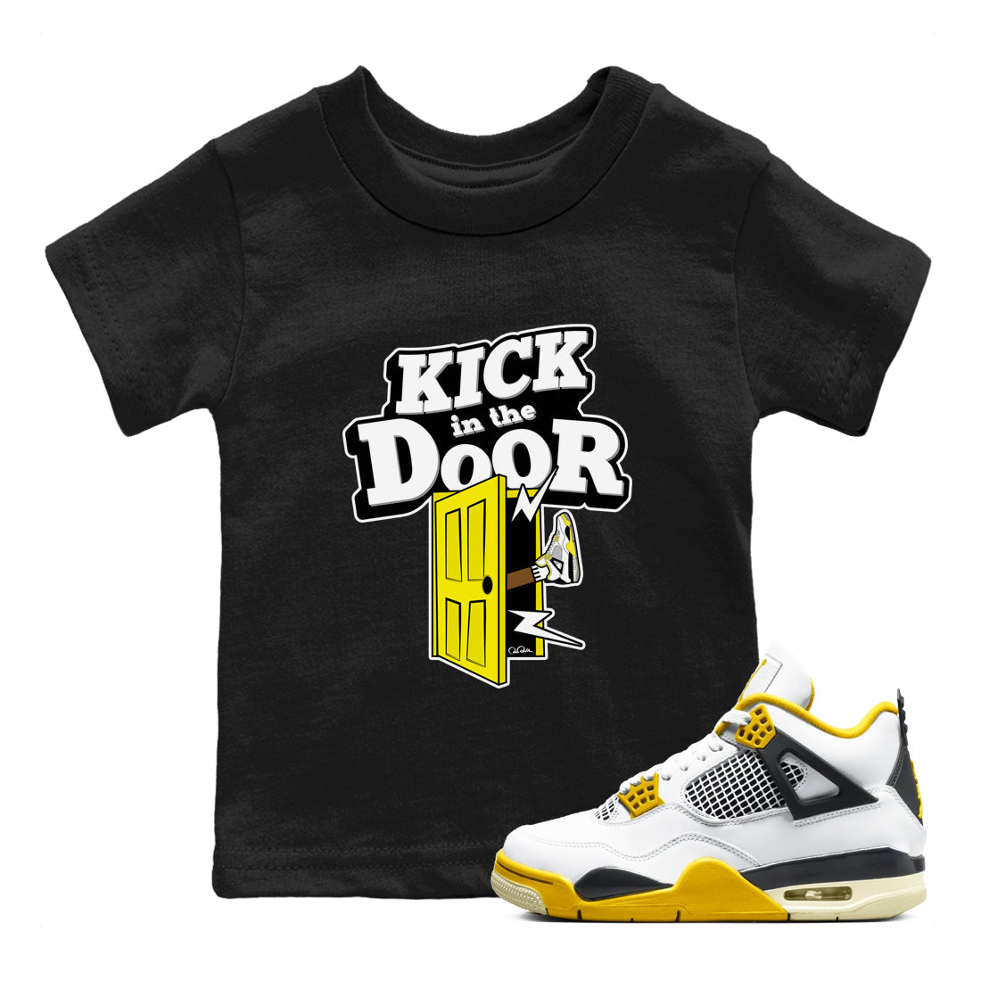 Kick In The Door snkmatch Tees Kids - Air Jordan 4 Vivid Sulfur