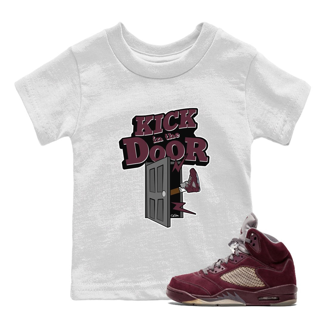 Kick In The Door Kids Tops - Air Jordan 5 Burgundy