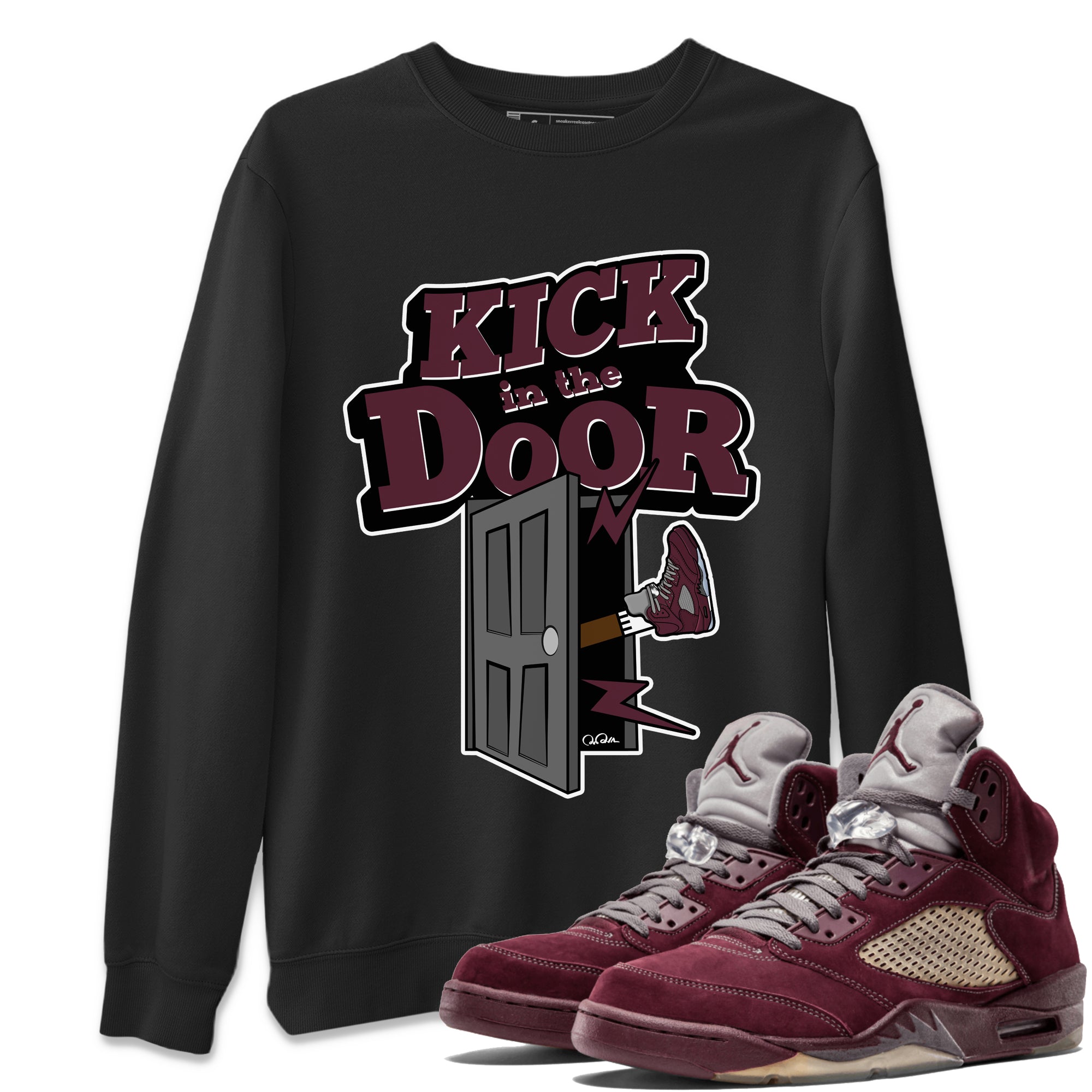 Kick In The Door Unisex Tops - Air Jordan 5 Burgundy