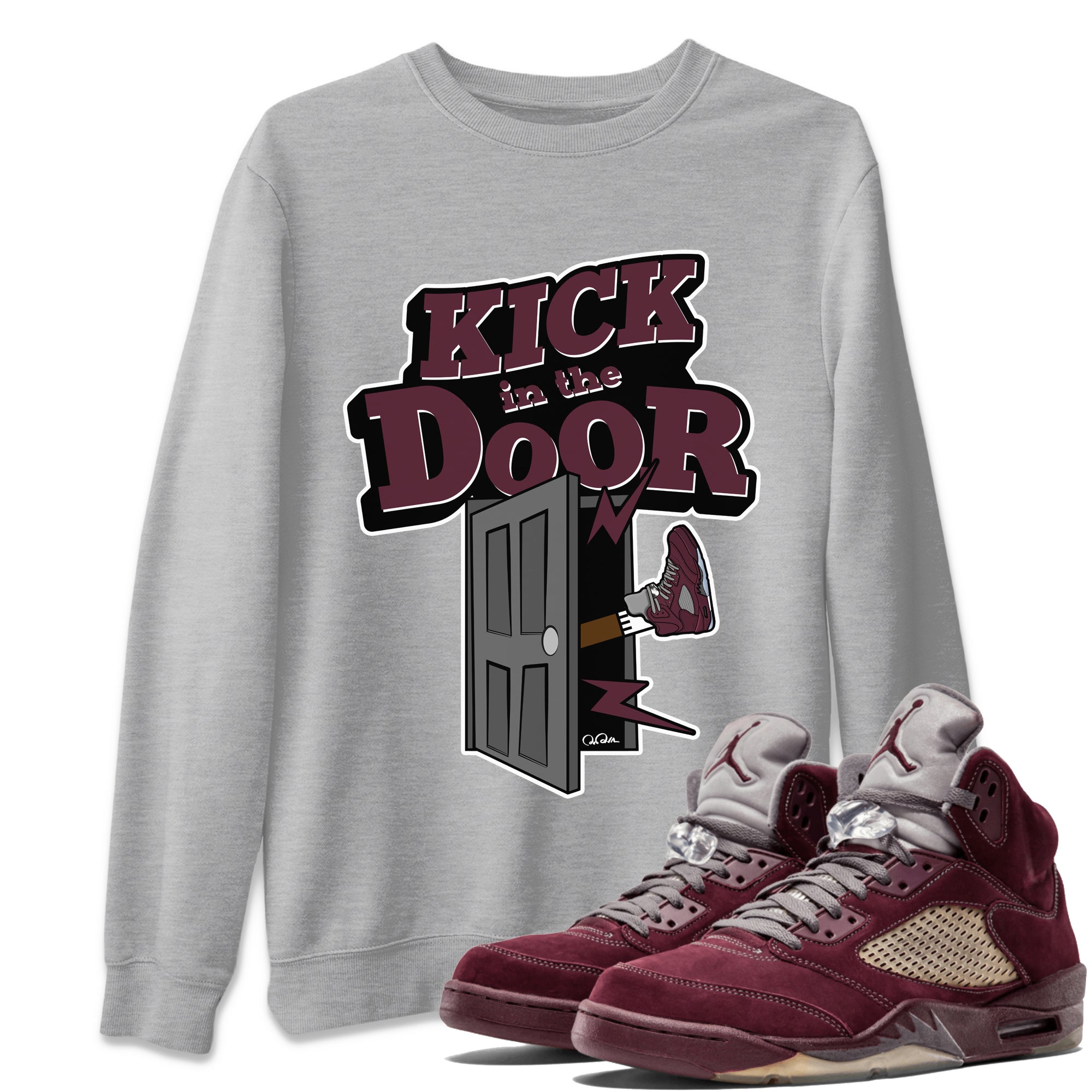 Kick In The Door Unisex Tops - Air Jordan 5 Burgundy