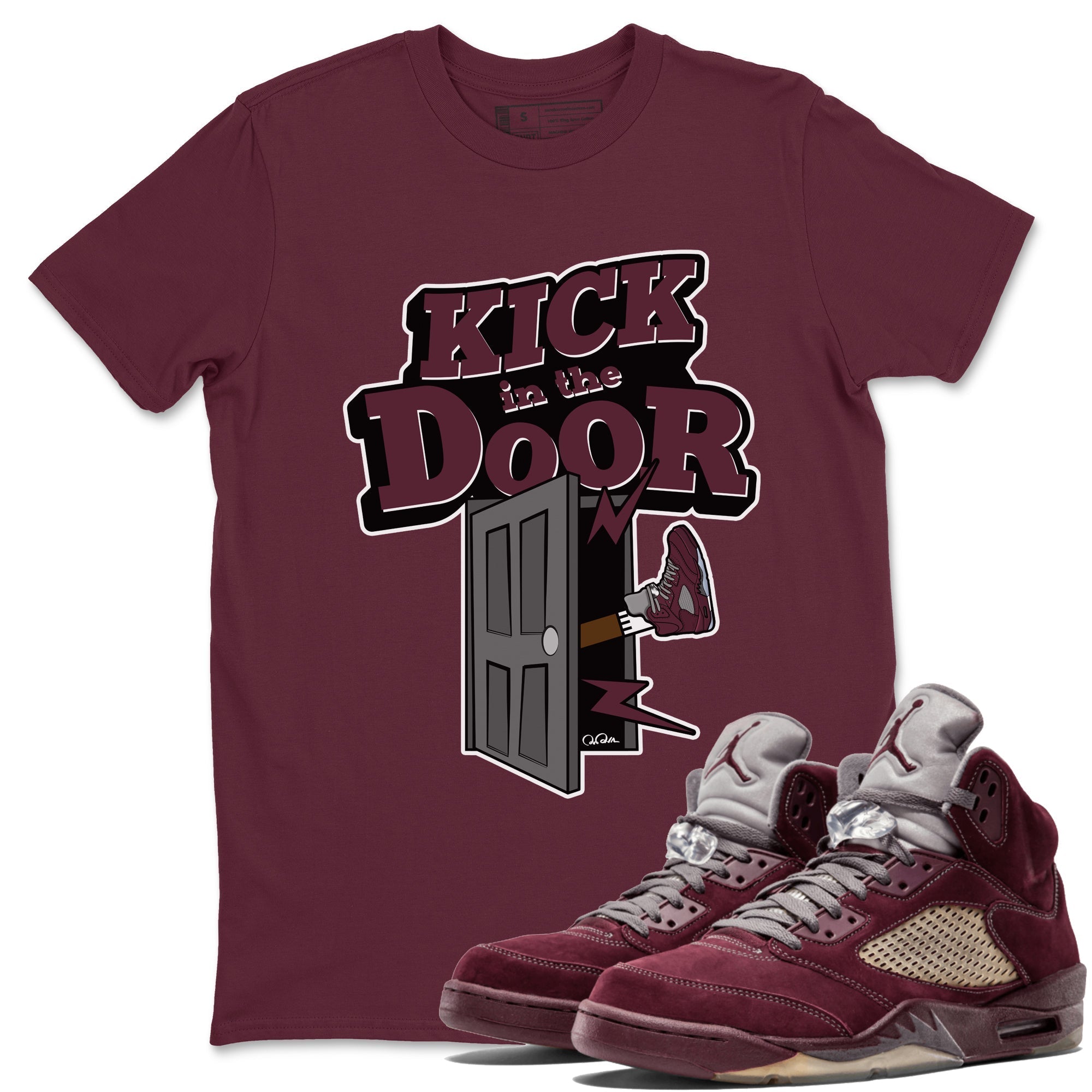 Kick In The Door Unisex Tops - Air Jordan 5 Burgundy