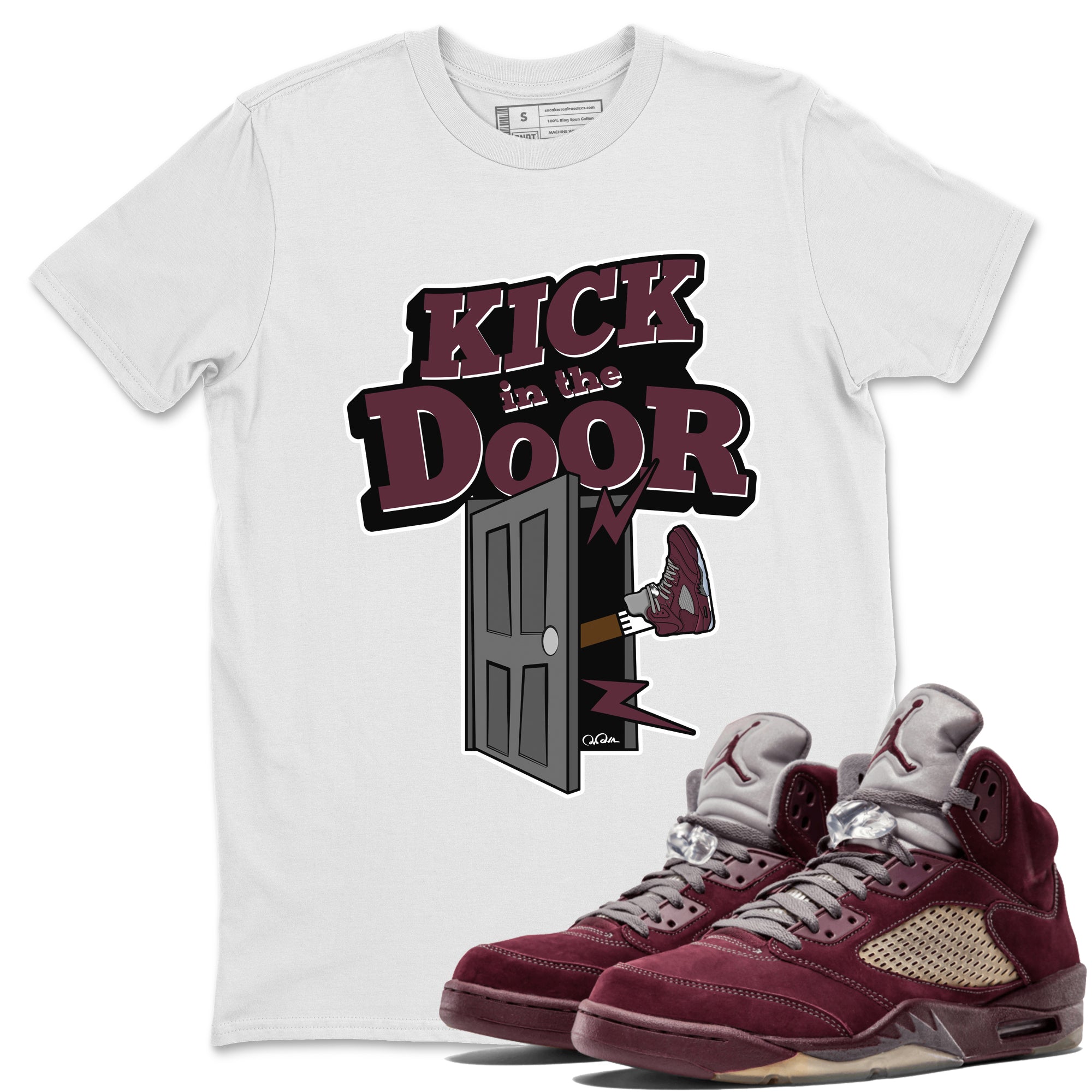 Kick In The Door Unisex Tops - Air Jordan 5 Burgundy