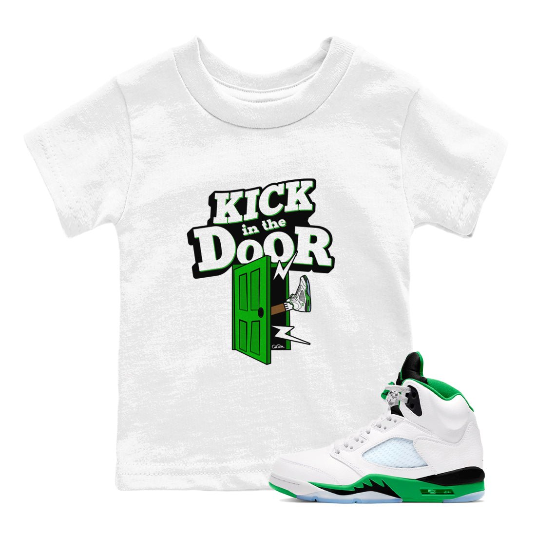 Kick In The Door snkmatch Tee Kids - Air Jordan 5 Lucky Green