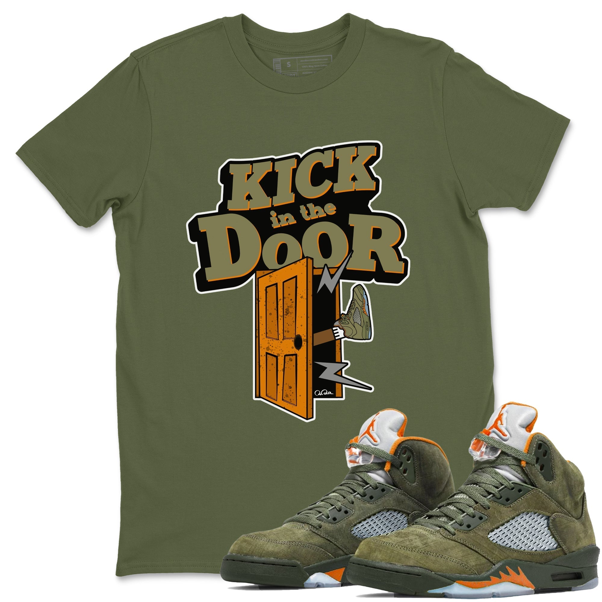 Kick In The Door snkmatch Tees - Air Jordan 5 Olive