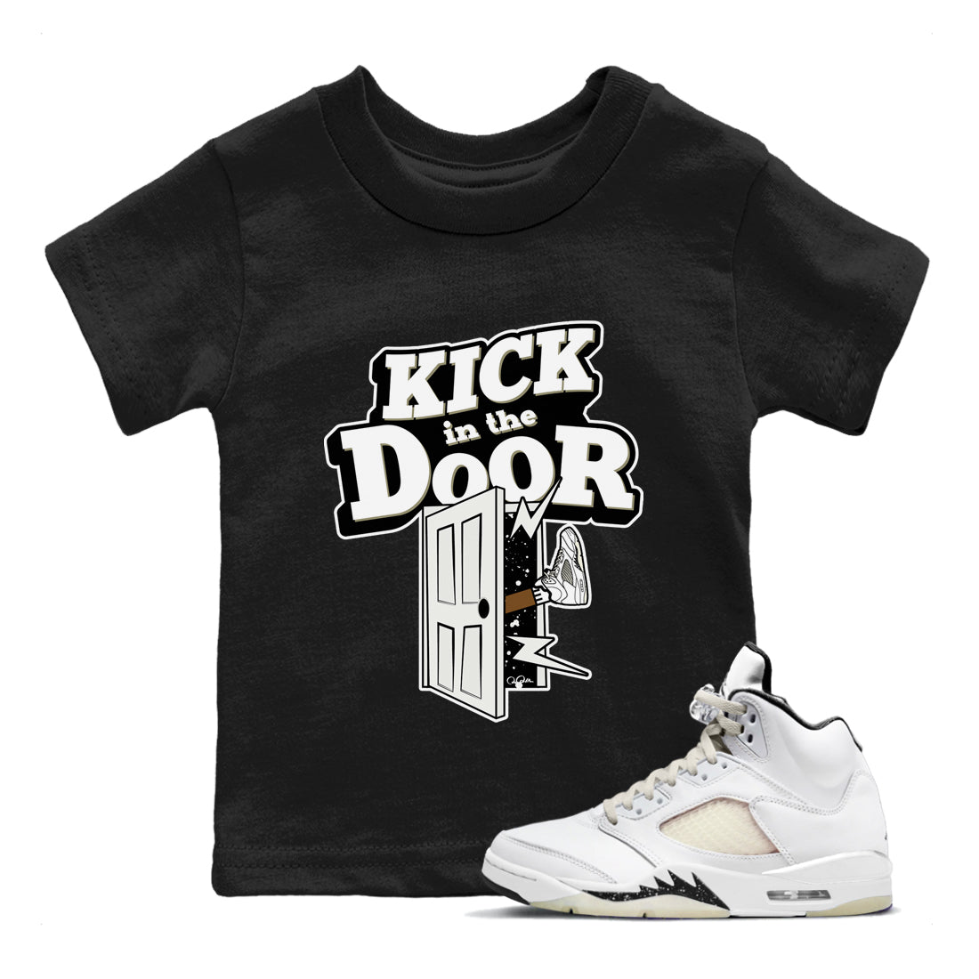 Kick In The Door snkmatch Tees Kids - Air Jordan 5 Sail