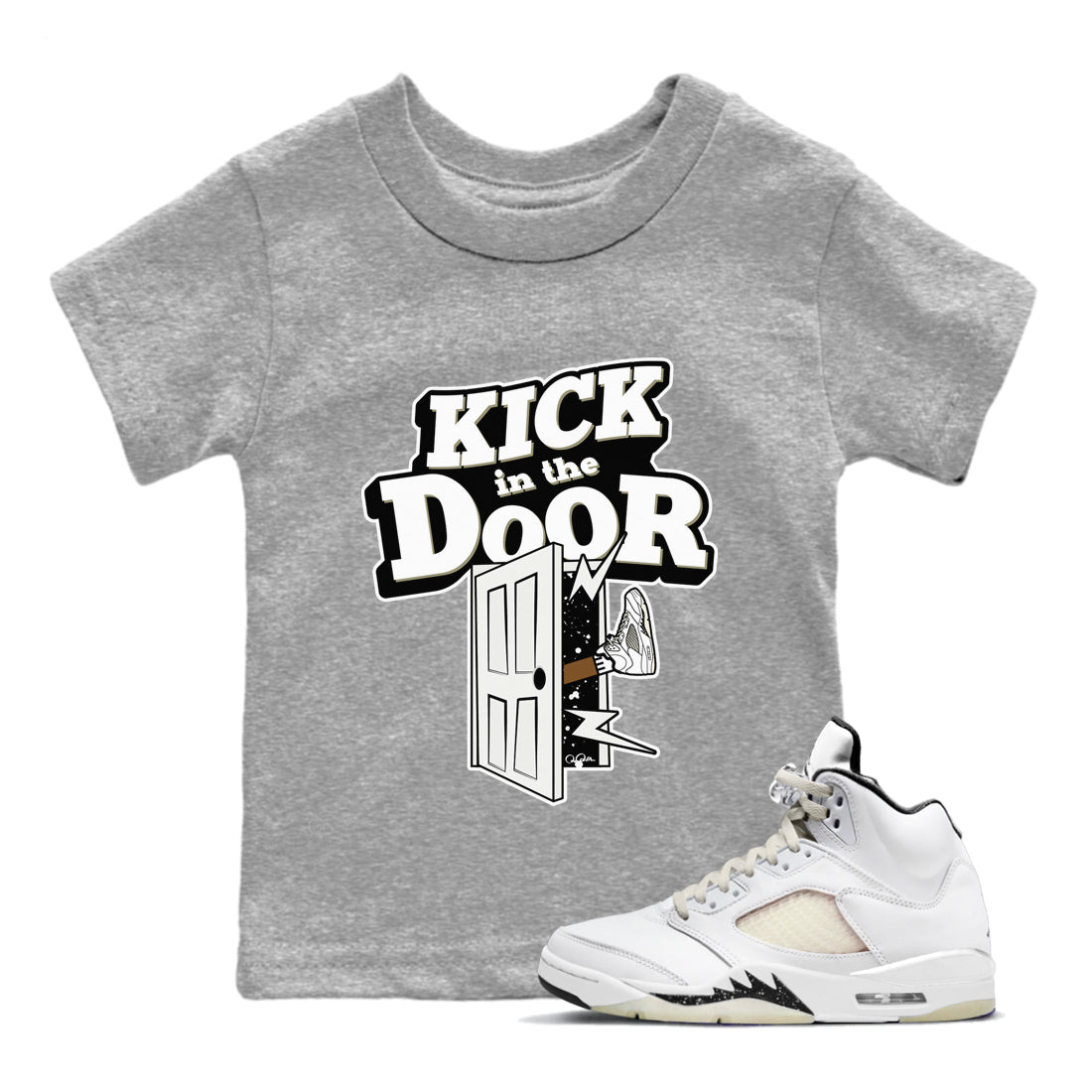 Kick In The Door snkmatch Tees Kids - Air Jordan 5 Sail