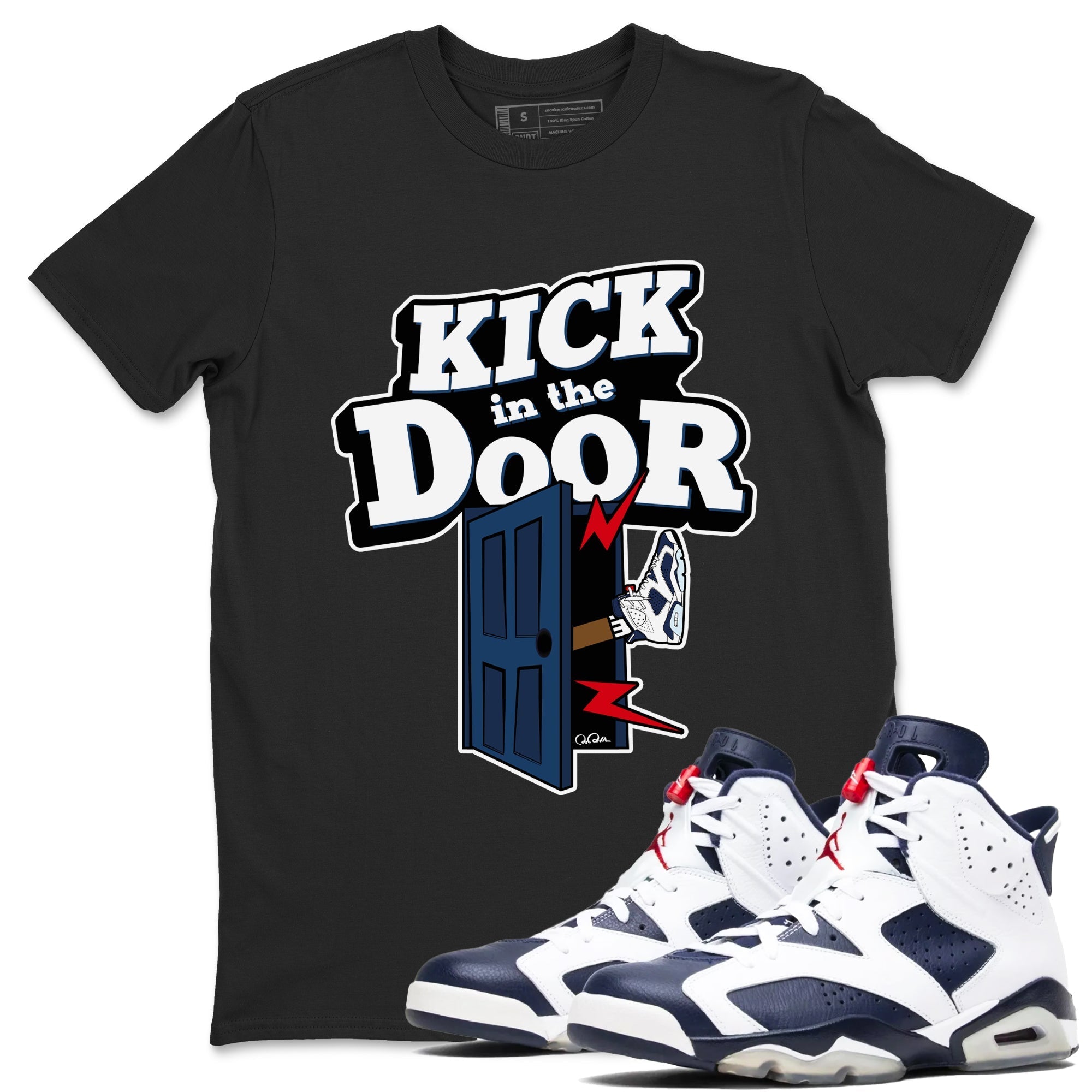 Kick In The Door snkmatch Tees - Air Jordan 6 White And Midnight Navy