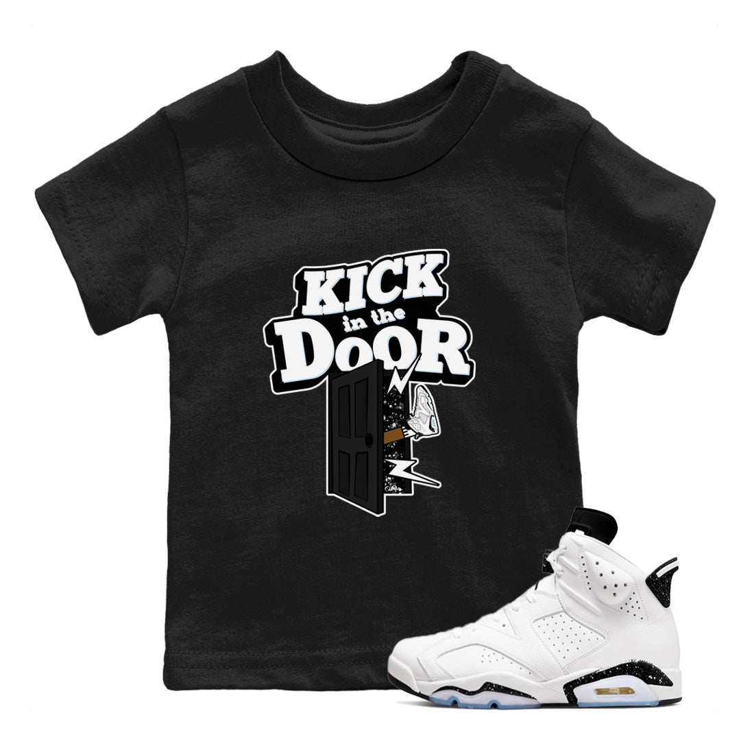 Kick In The Door snkmatch Tees Kids - Air Jordan 6 White Black