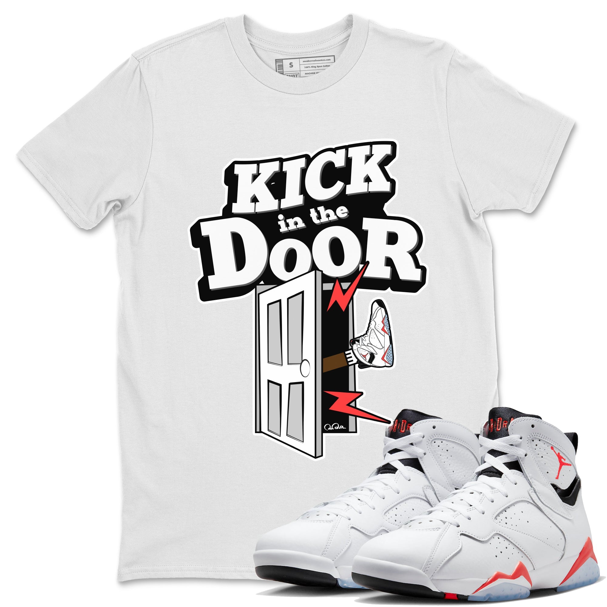 Kick In The Door Unisex Tops - Air Jordan 7 White Infrared