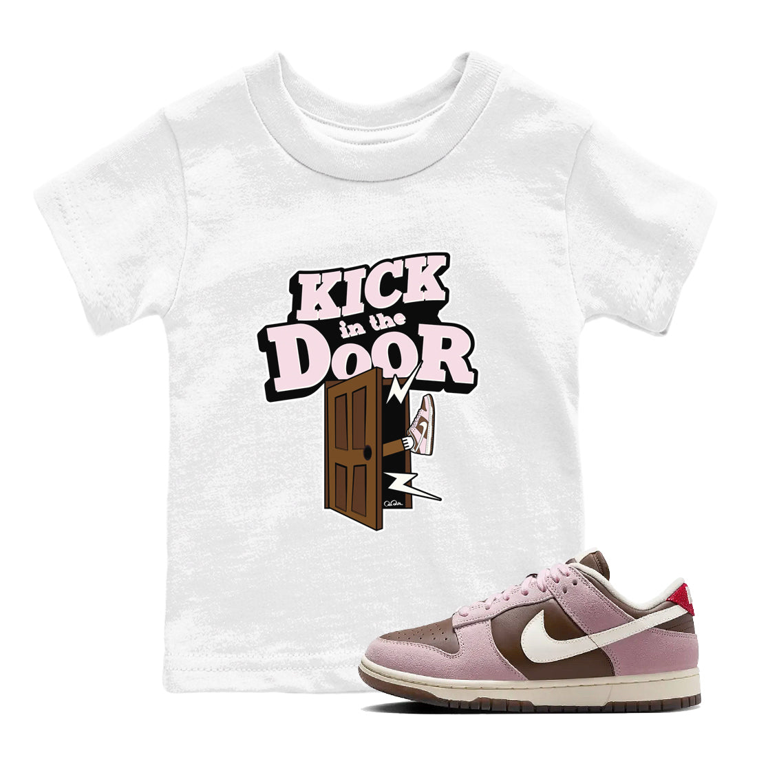 Kick In The Door snkmatch Tees Kids - Dunk Cacao Wow And Pink Foam