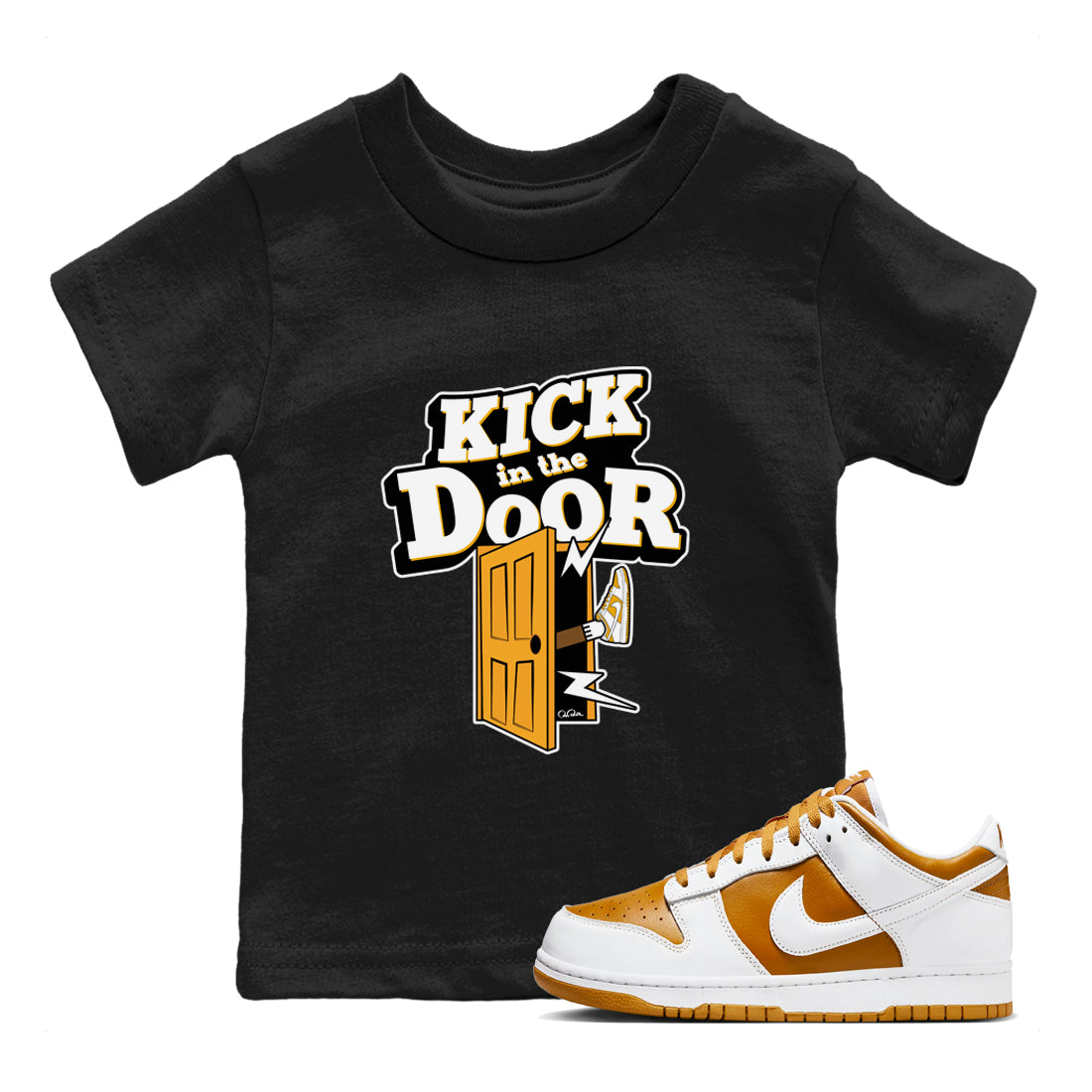 Kick In The Door snkmatch Tees Kids - Dunk Dark Curry
