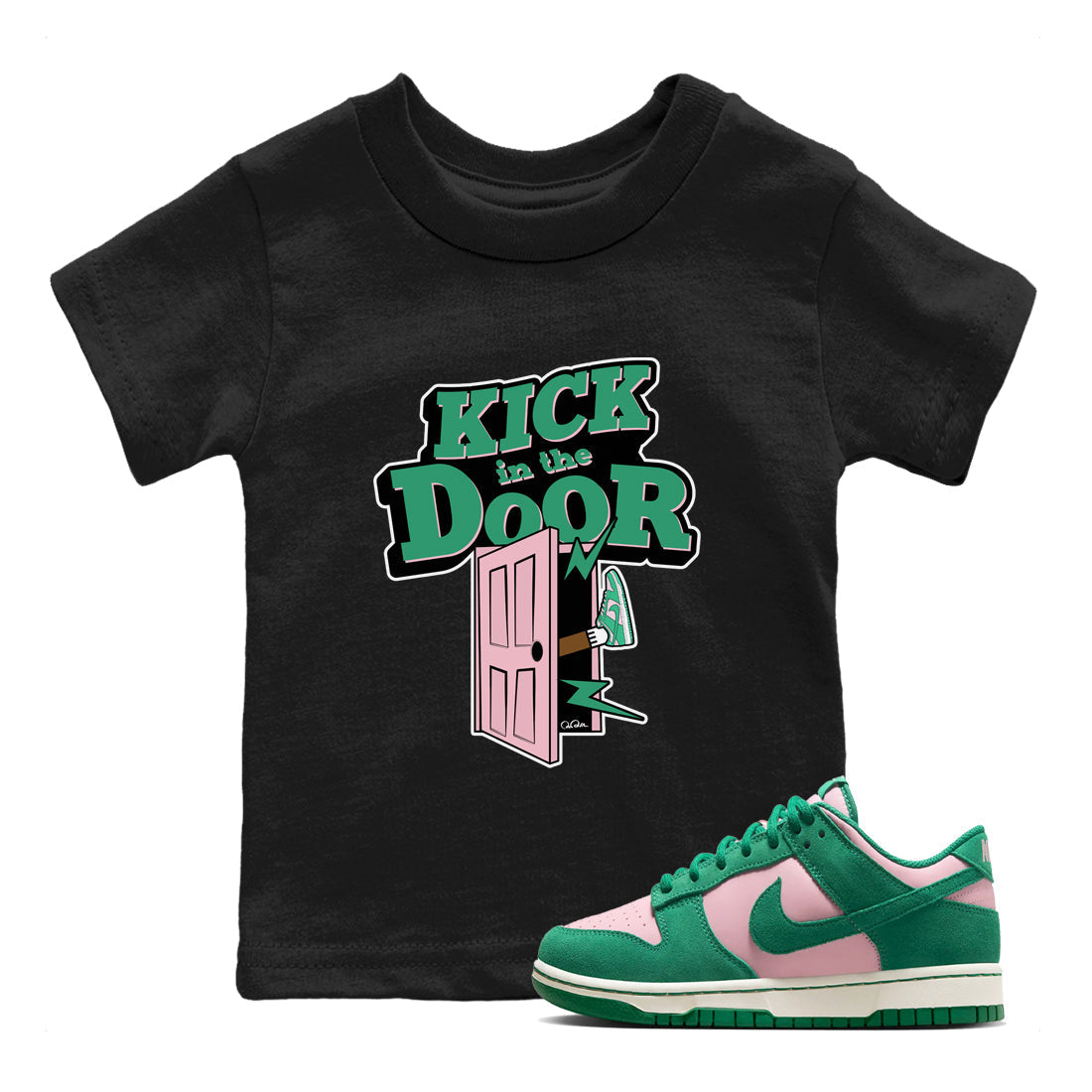 Kick In The Door snkmatch Tees Kids - Dunk Medium Soft Pink Malachite