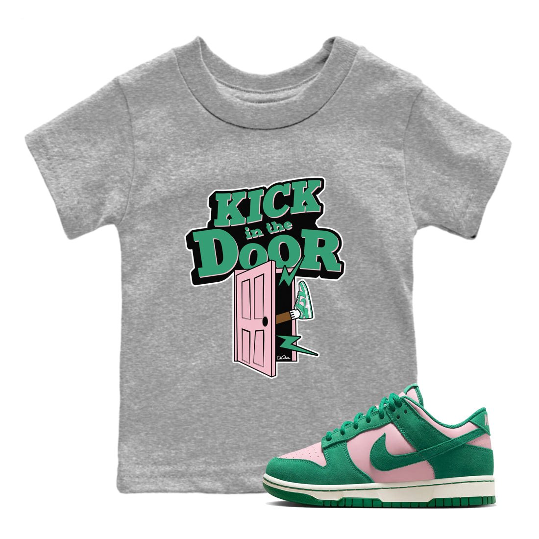 Kick In The Door snkmatch Tees Kids - Dunk Medium Soft Pink Malachite