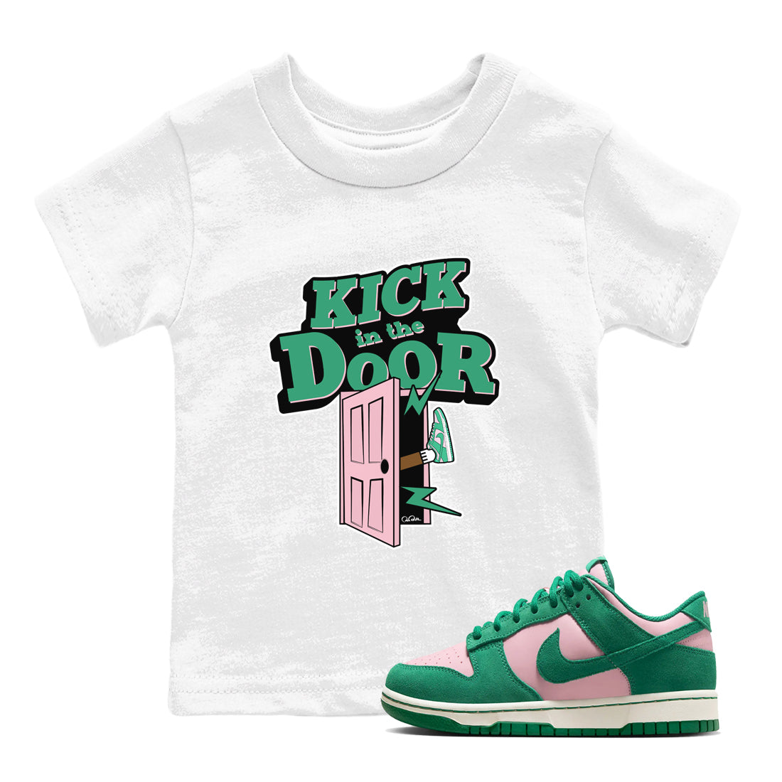 Kick In The Door snkmatch Tees Kids - Dunk Medium Soft Pink Malachite