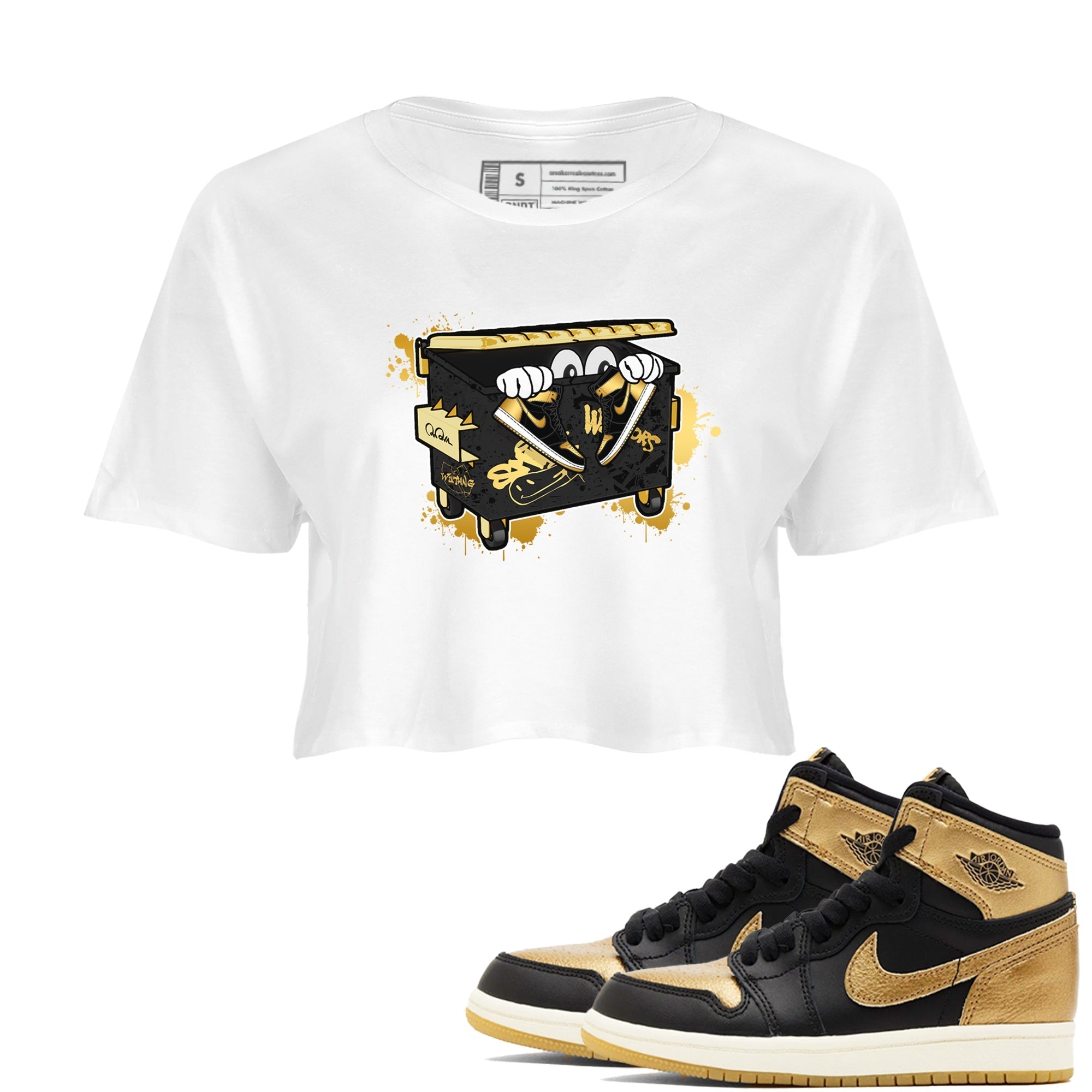Kick Trash snkmatch Women's Top - Air Jordan 1 Black Metallic Gold
