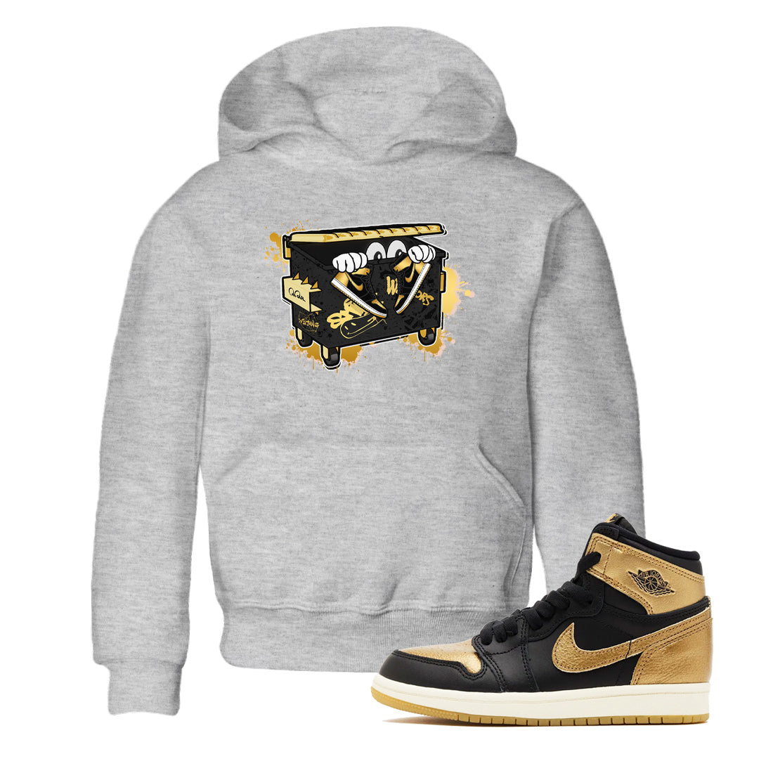 Kick Trash snkmatch Tees Kids - Air Jordan 1 Black Metallic Gold