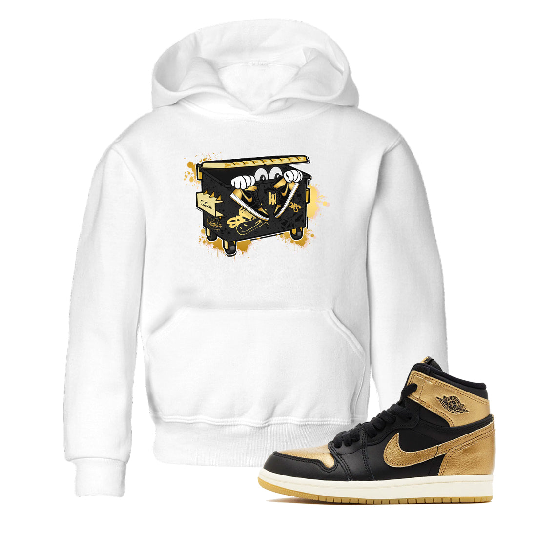Kick Trash snkmatch Tees Kids - Air Jordan 1 Black Metallic Gold
